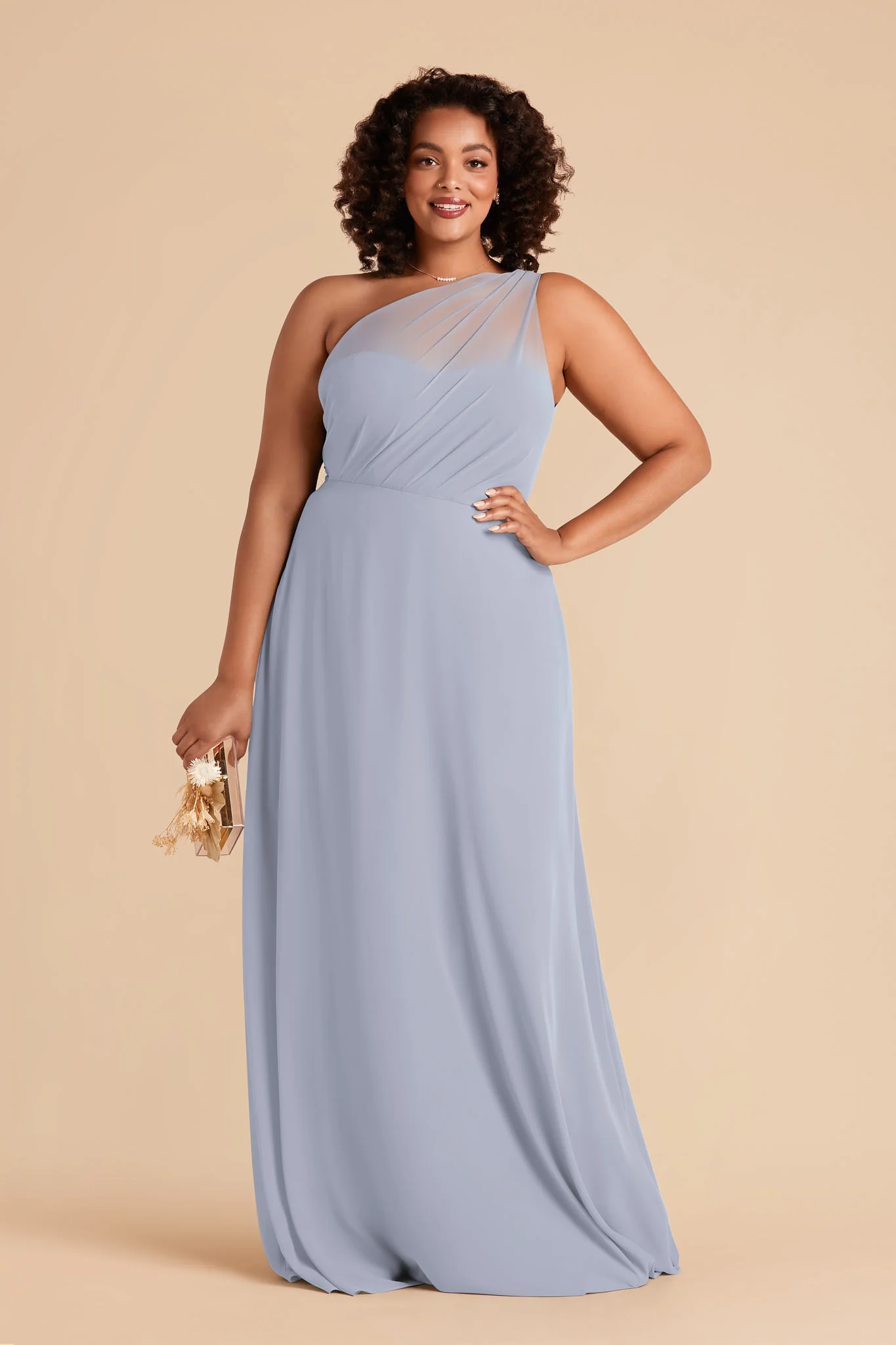 Kira Chiffon Dress - Dusty Blue - Image 2