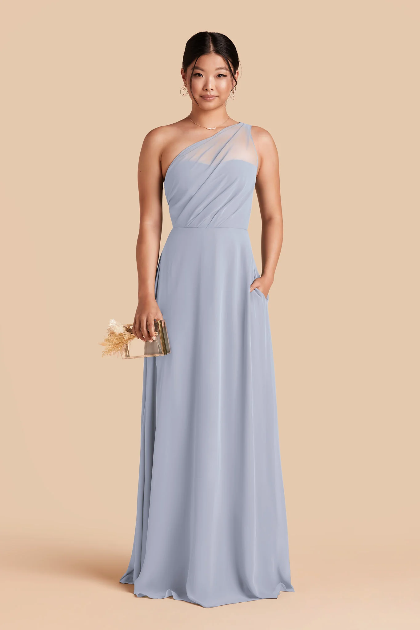 Kira Chiffon Dress - Dusty Blue - Image 3