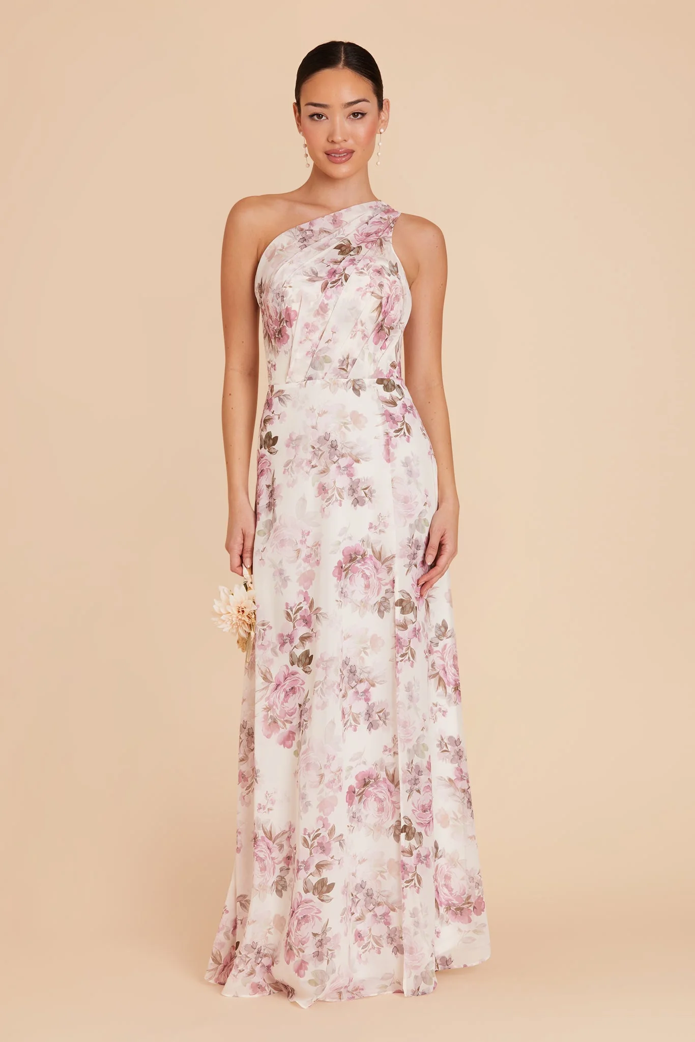 Kira Chiffon Dress - Dusty Pink Peonies