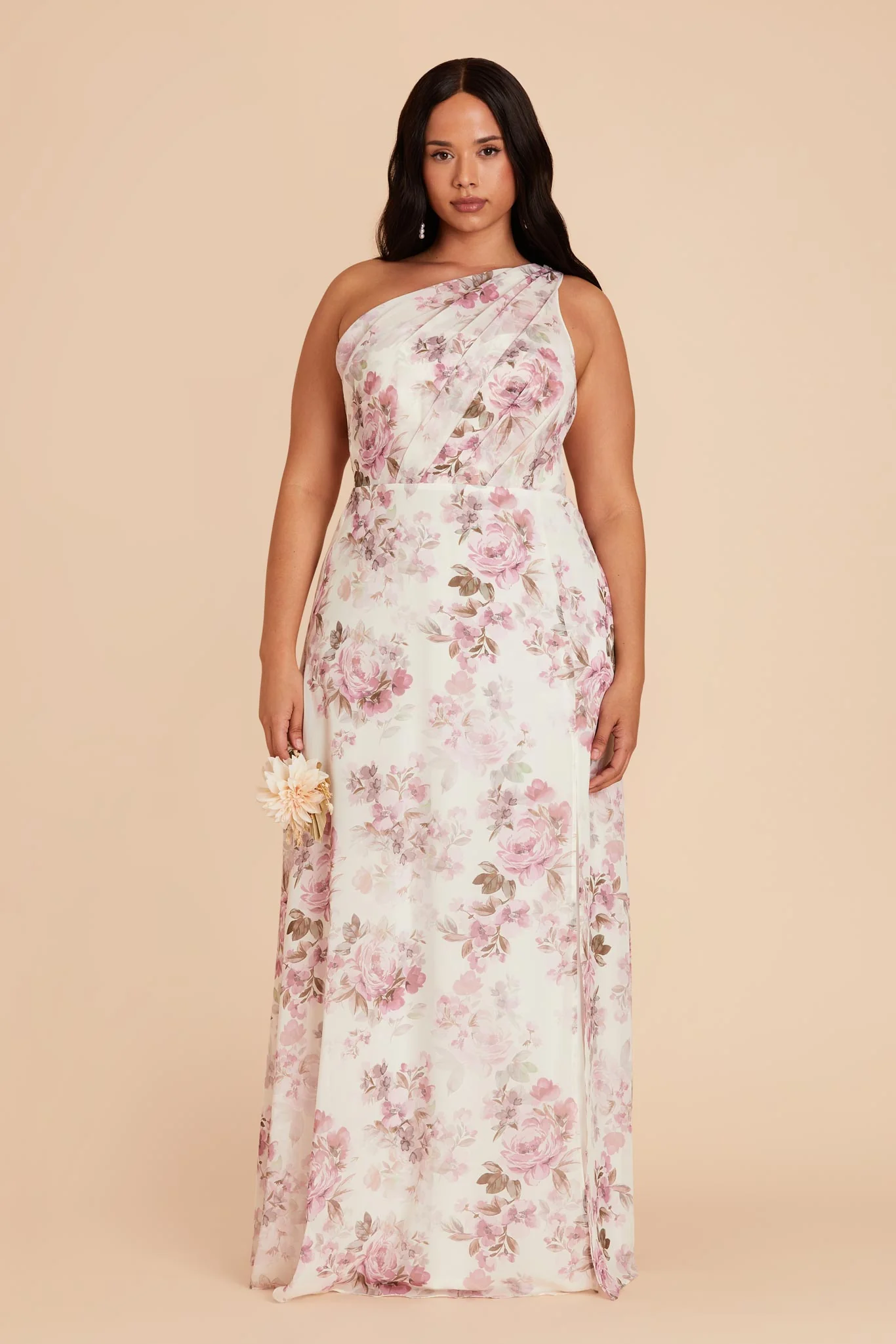 Kira Chiffon Dress - Dusty Pink Peonies - Image 2
