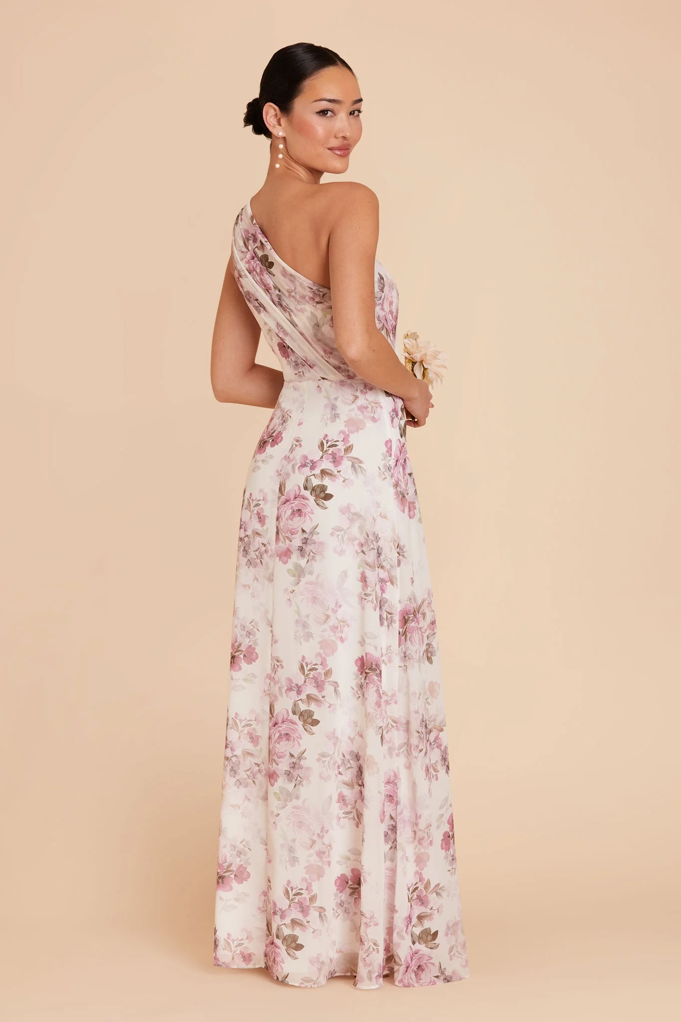 Kira Chiffon Dress - Dusty Pink Peonies - Image 3