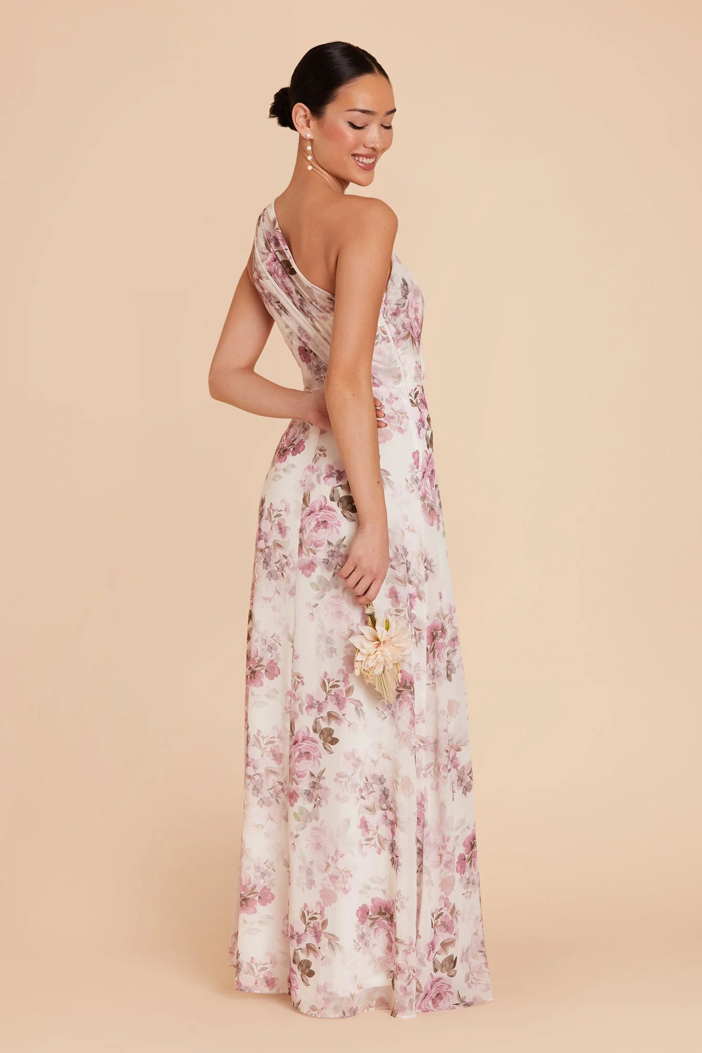 Kira Chiffon Dress - Dusty Pink Peonies - Image 4