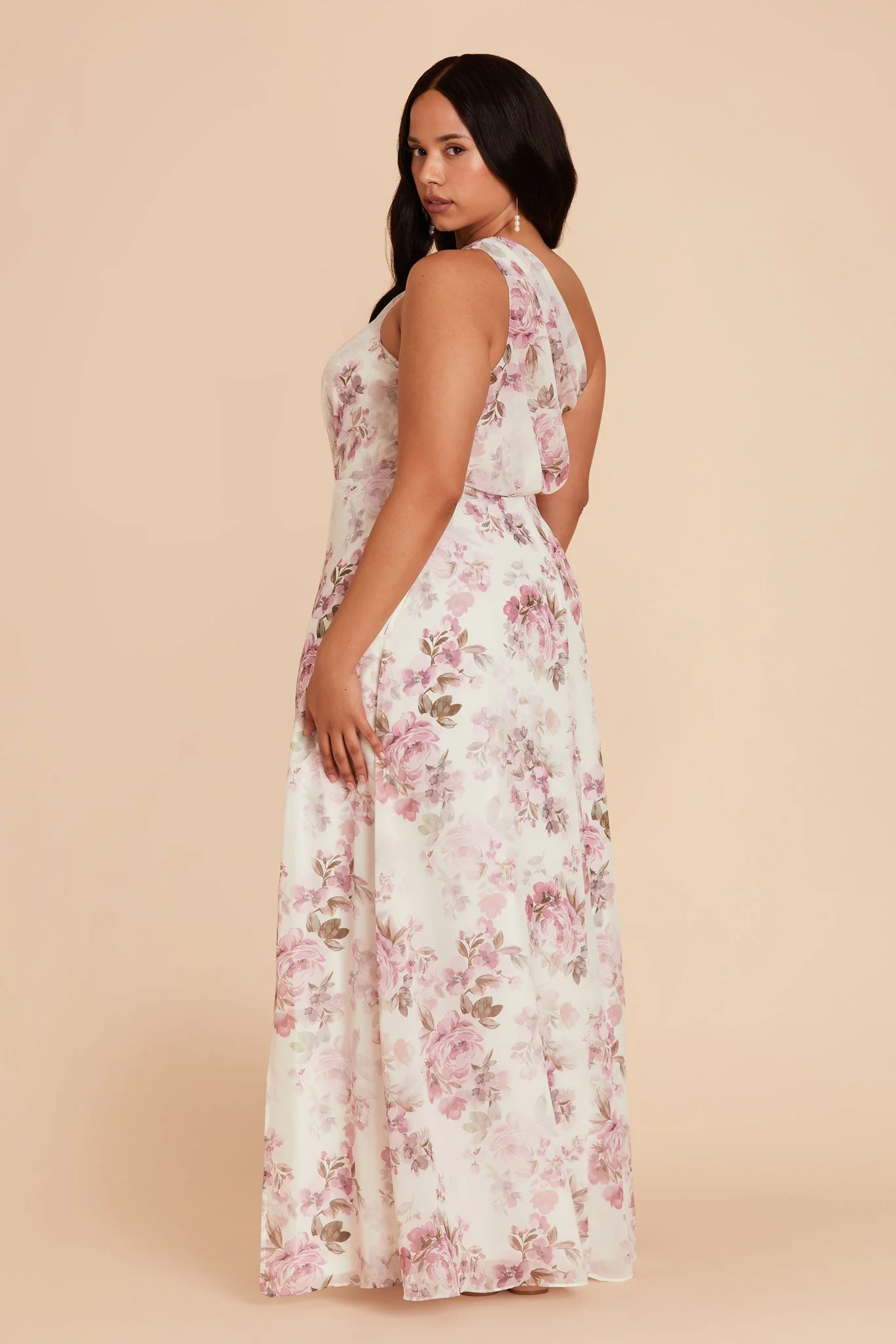 Kira Chiffon Dress - Dusty Pink Peonies - Image 6