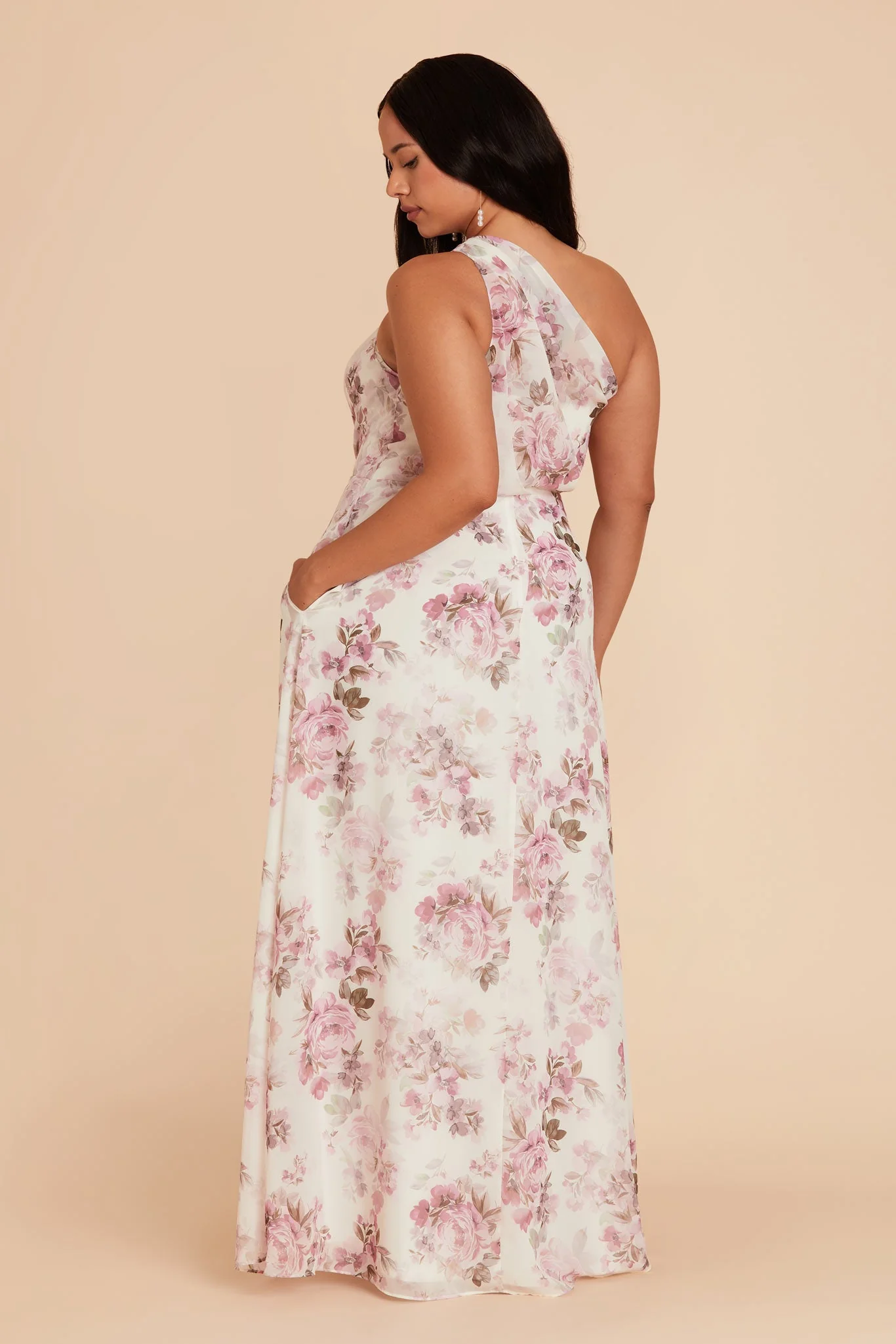 Kira Chiffon Dress - Dusty Pink Peonies - Image 7