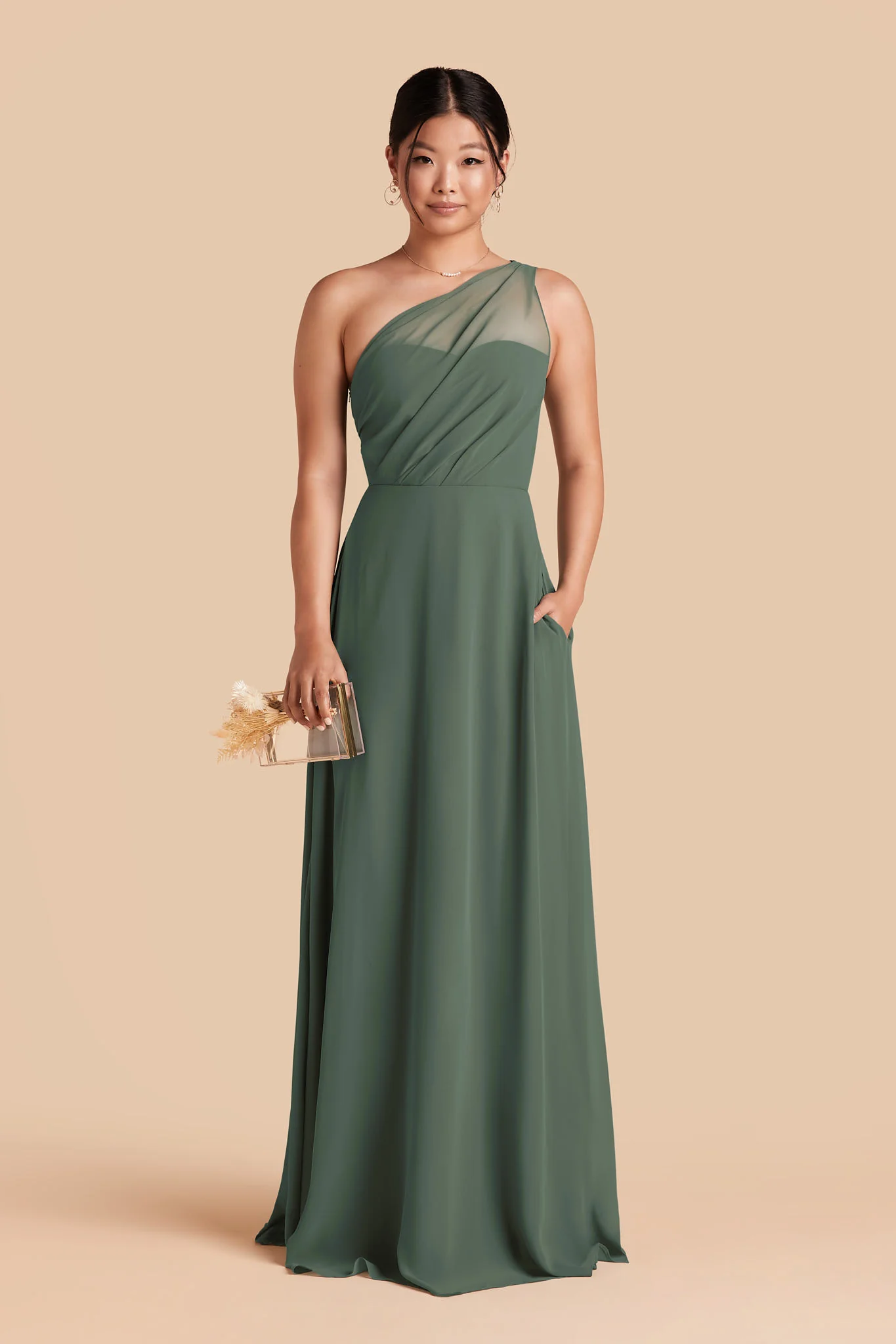 Kira Chiffon Dress - Eucalyptus - Image 3