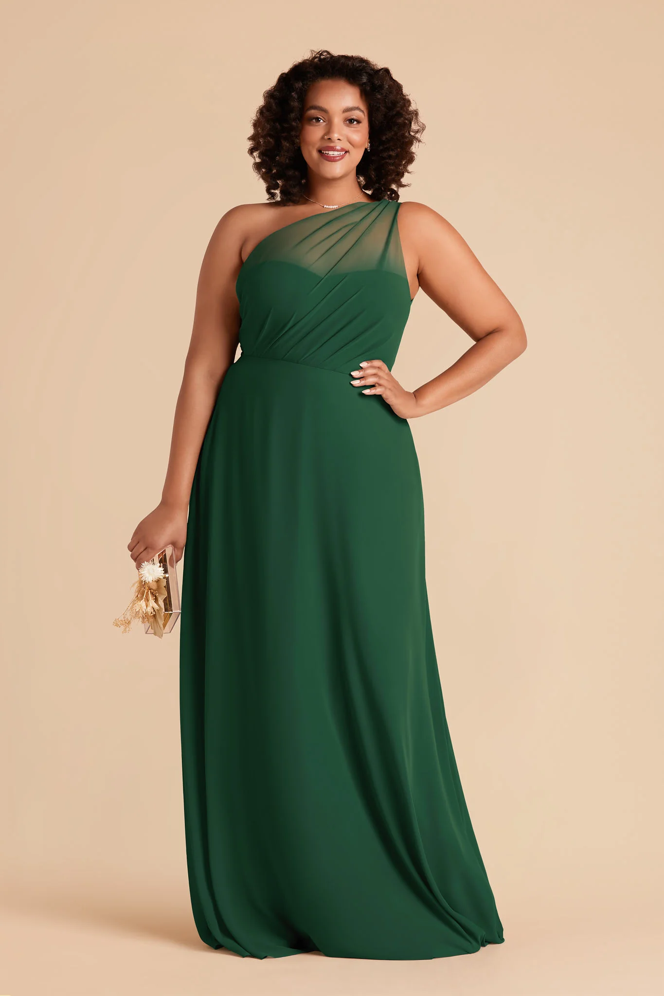 Kira Chiffon Dress - Forest Green - Image 2
