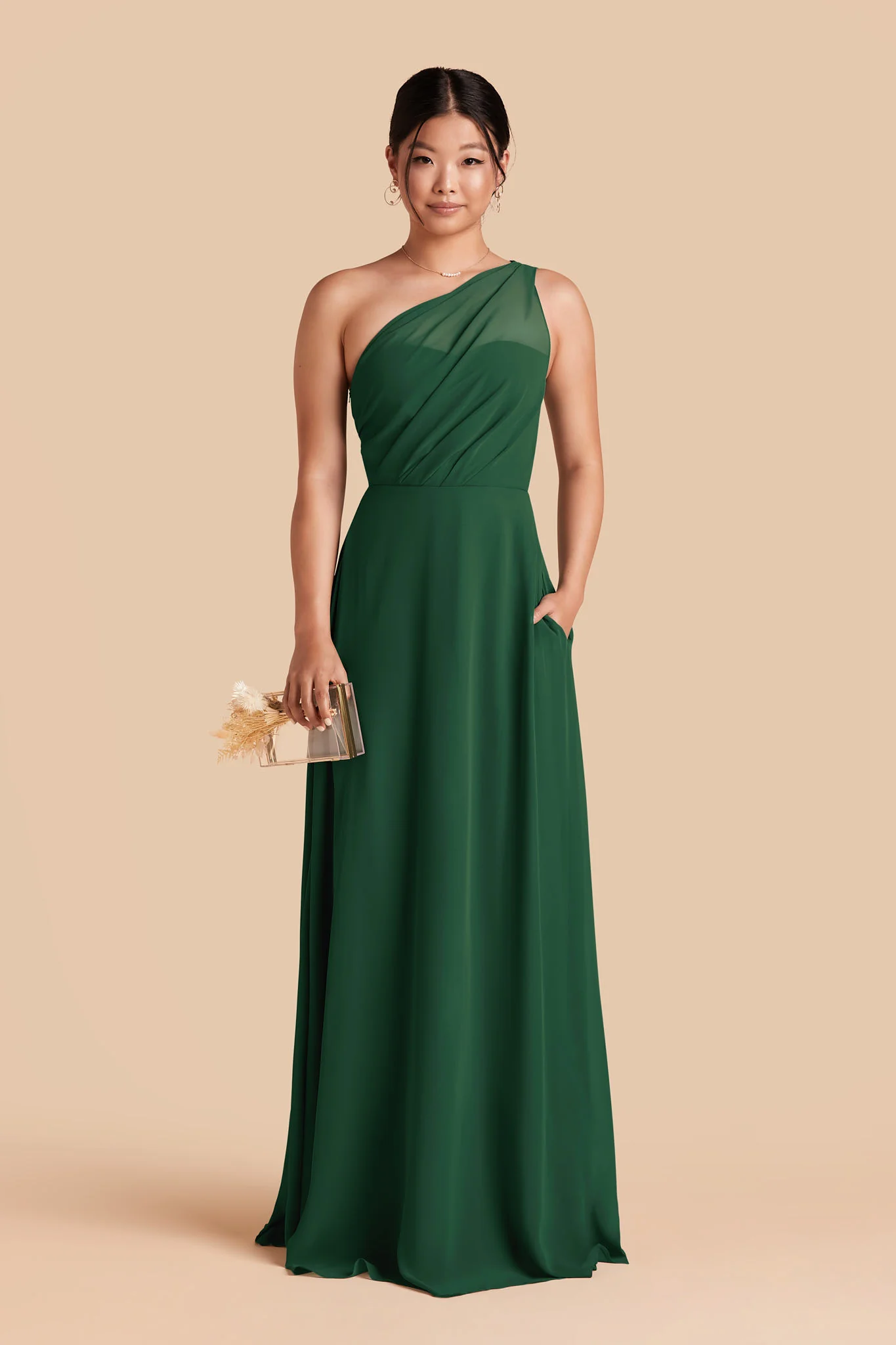 Kira Chiffon Dress - Forest Green - Image 3
