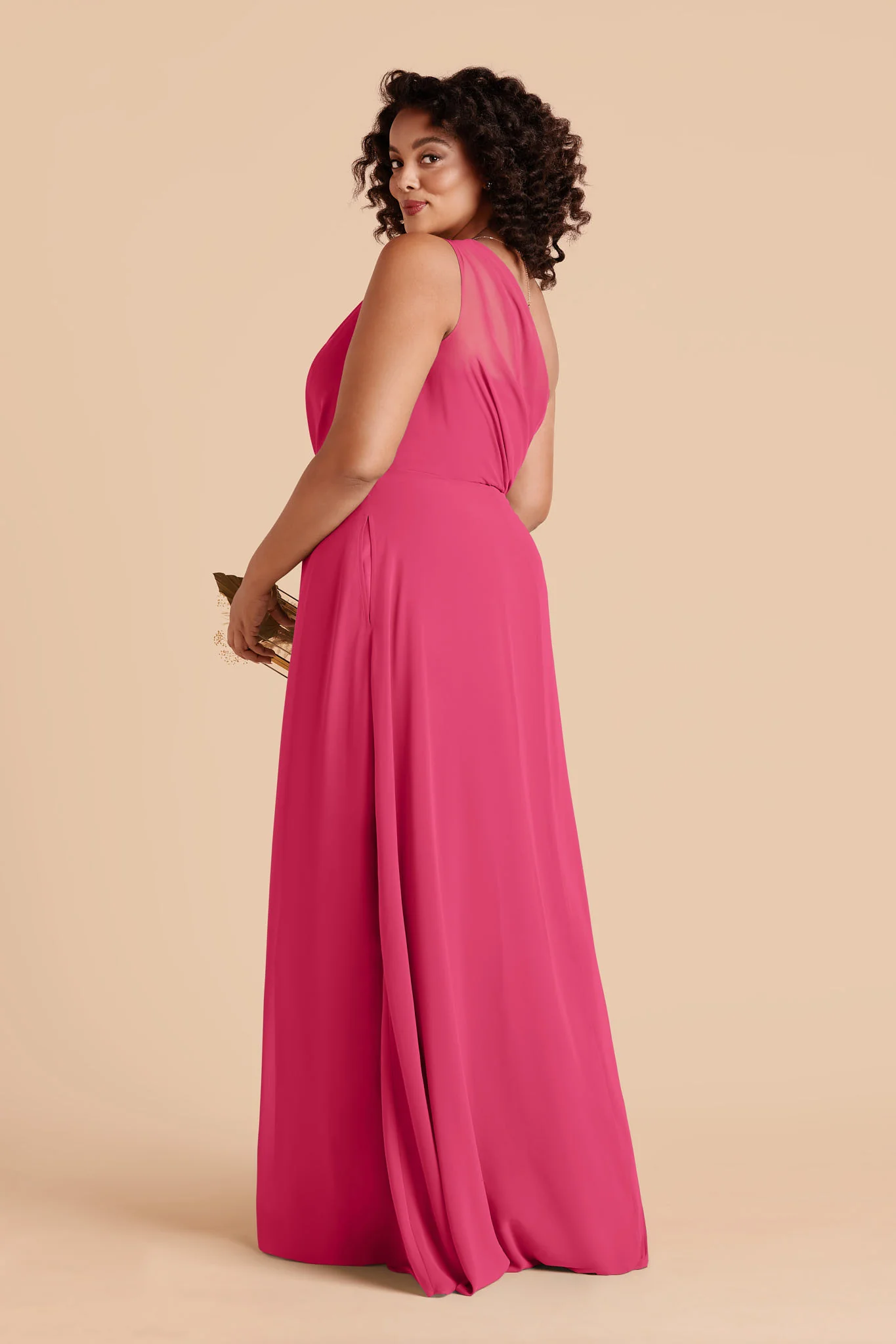 Kira Chiffon Dress - Fuchsia - Image 5