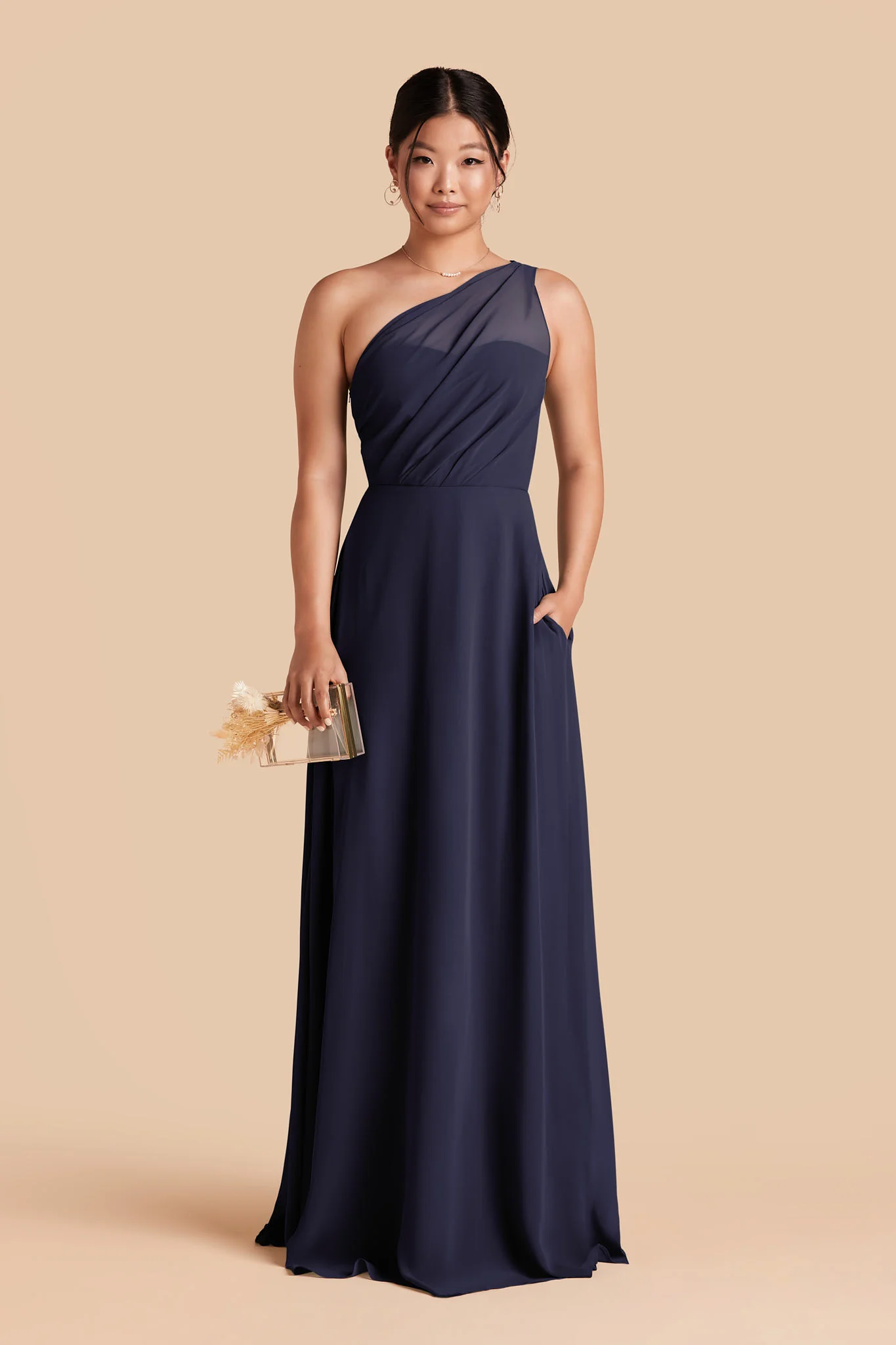 Kira Chiffon Dress - Navy - Image 3