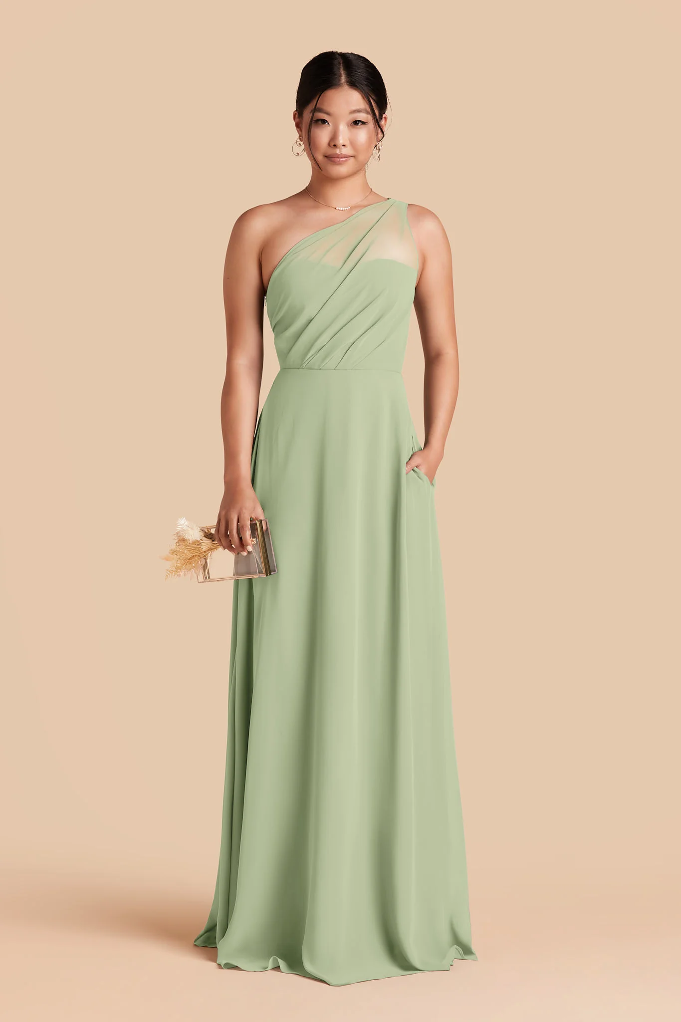 Kira Chiffon Dress - Pistachio - Image 3