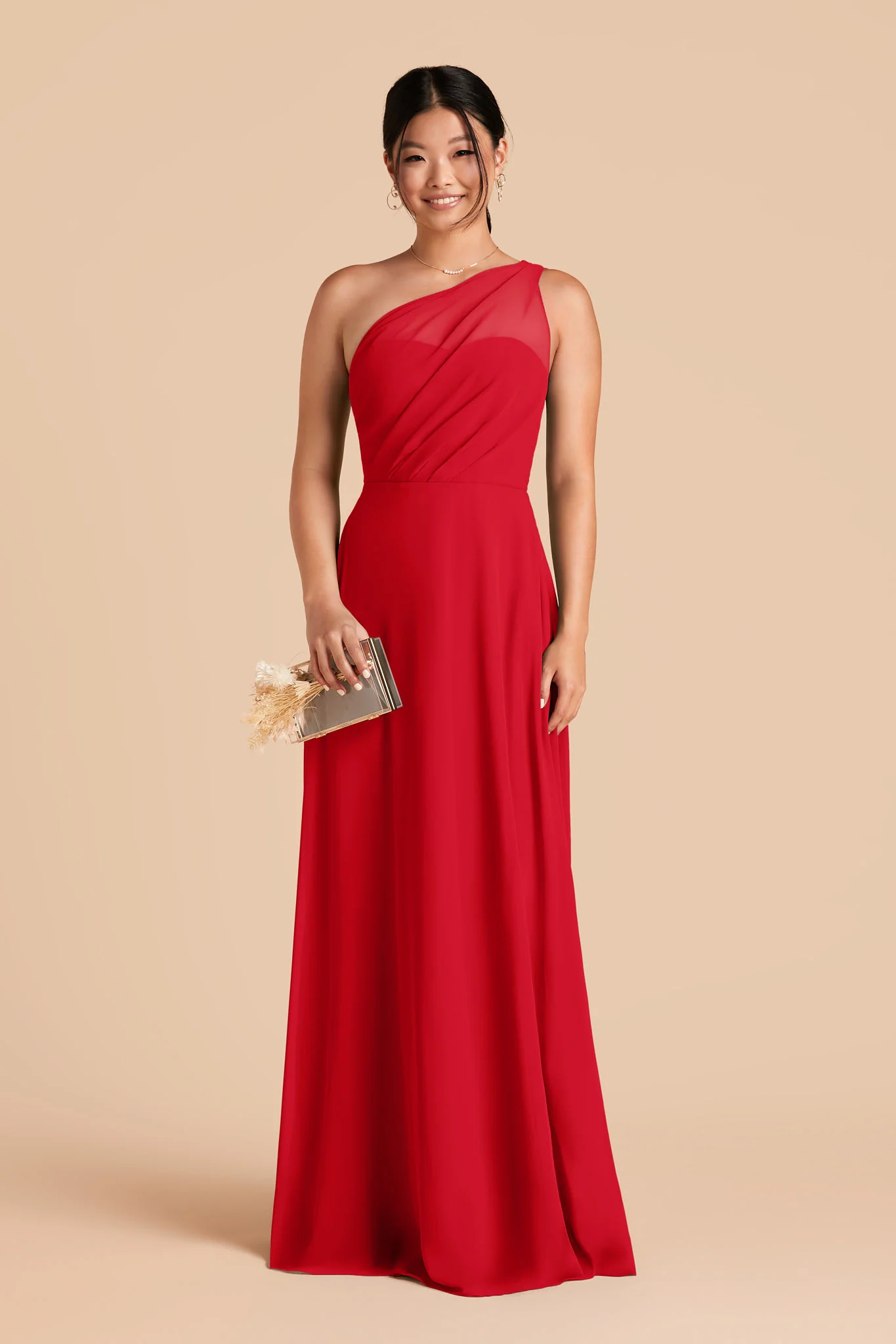 Kira Chiffon Dress - Ruby Red