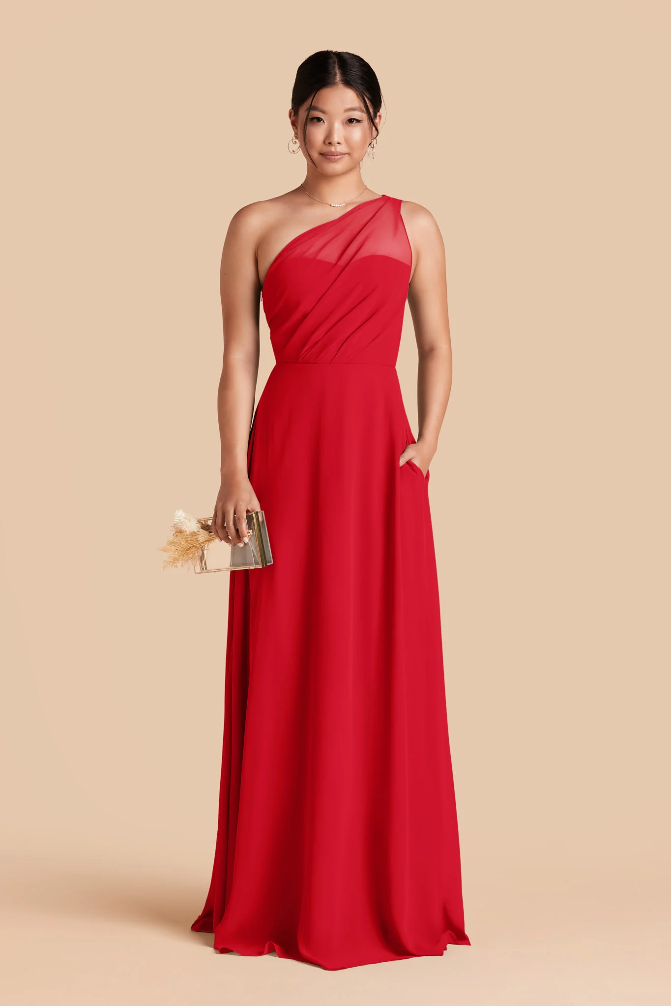 Kira Chiffon Dress - Ruby Red - Image 3
