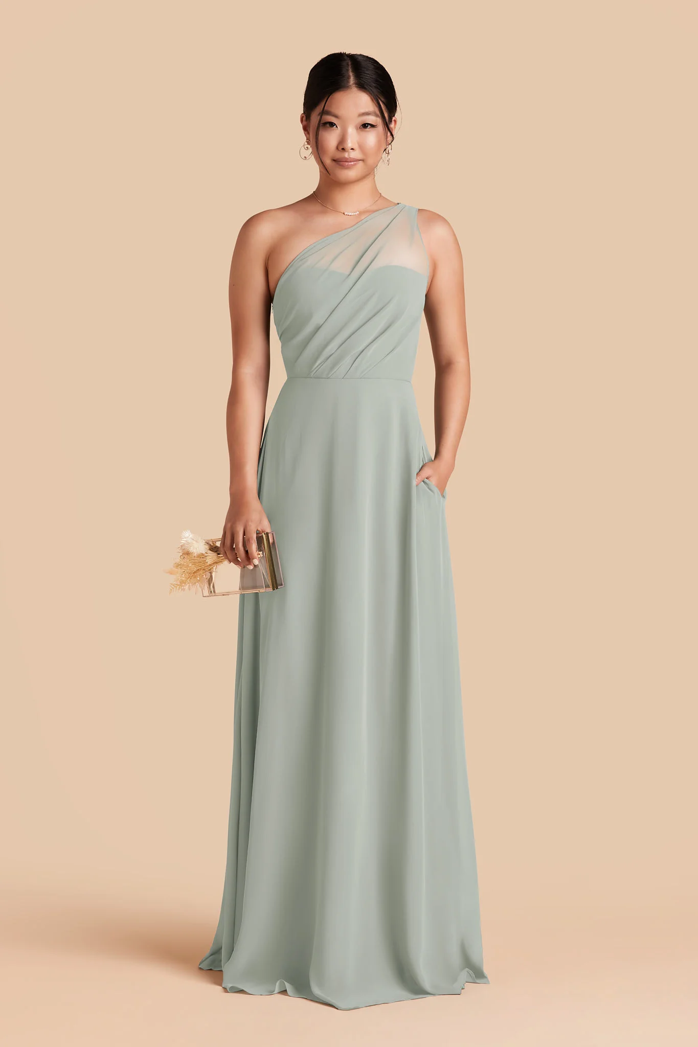Kira Chiffon Dress - Sage - Image 3