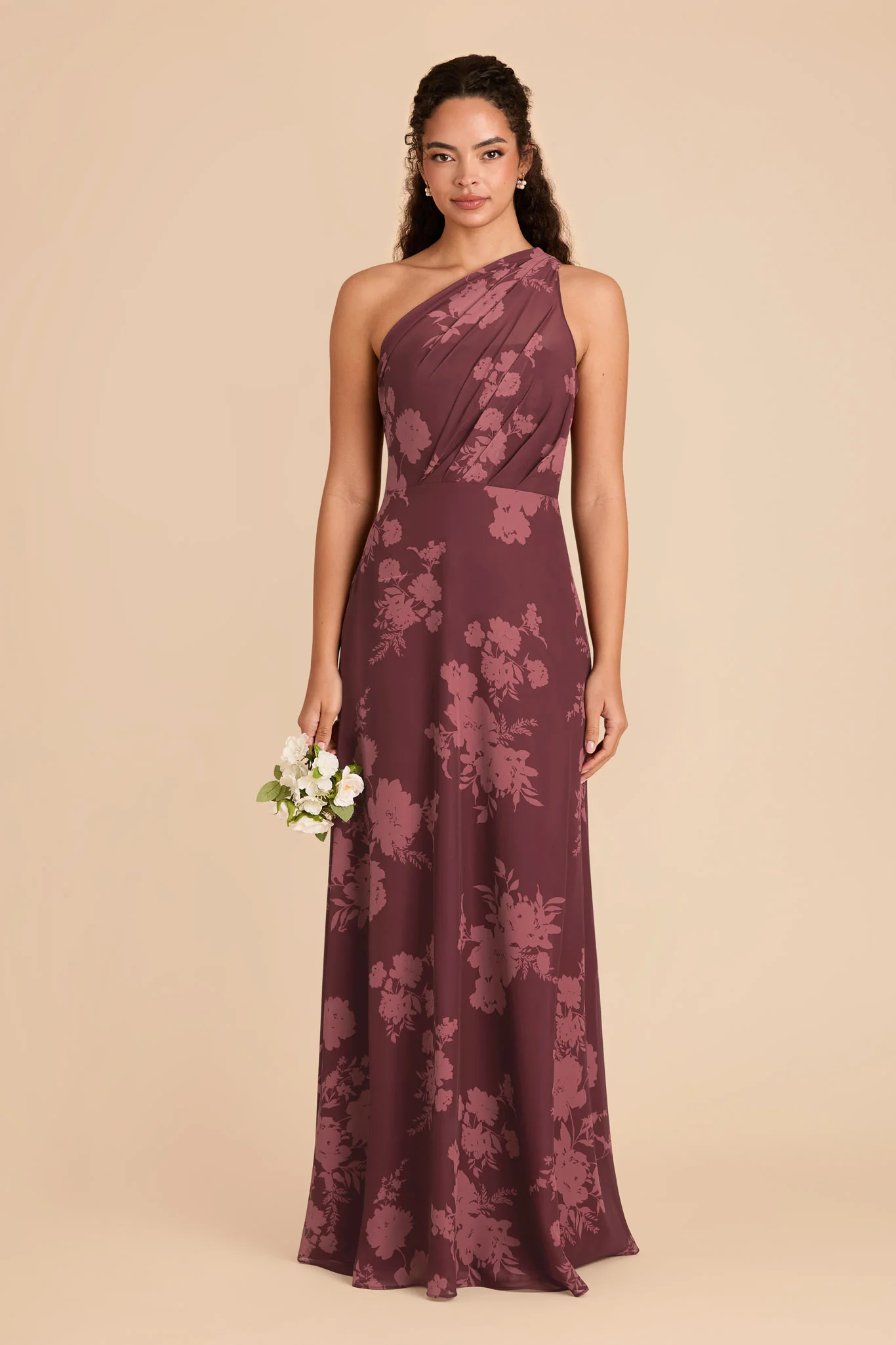Kira Chiffon Dress - Sangria Whimsical Blooms