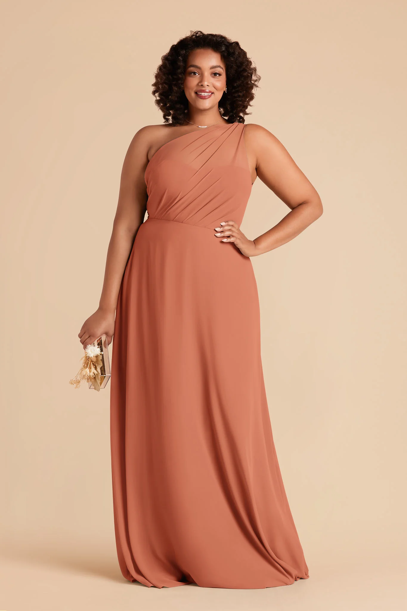 Kira Chiffon Dress - Terracotta - Image 2