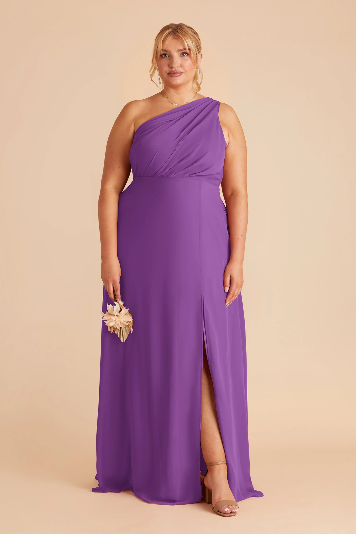 Kira Chiffon Dress With Slit - Amethyst - Image 5