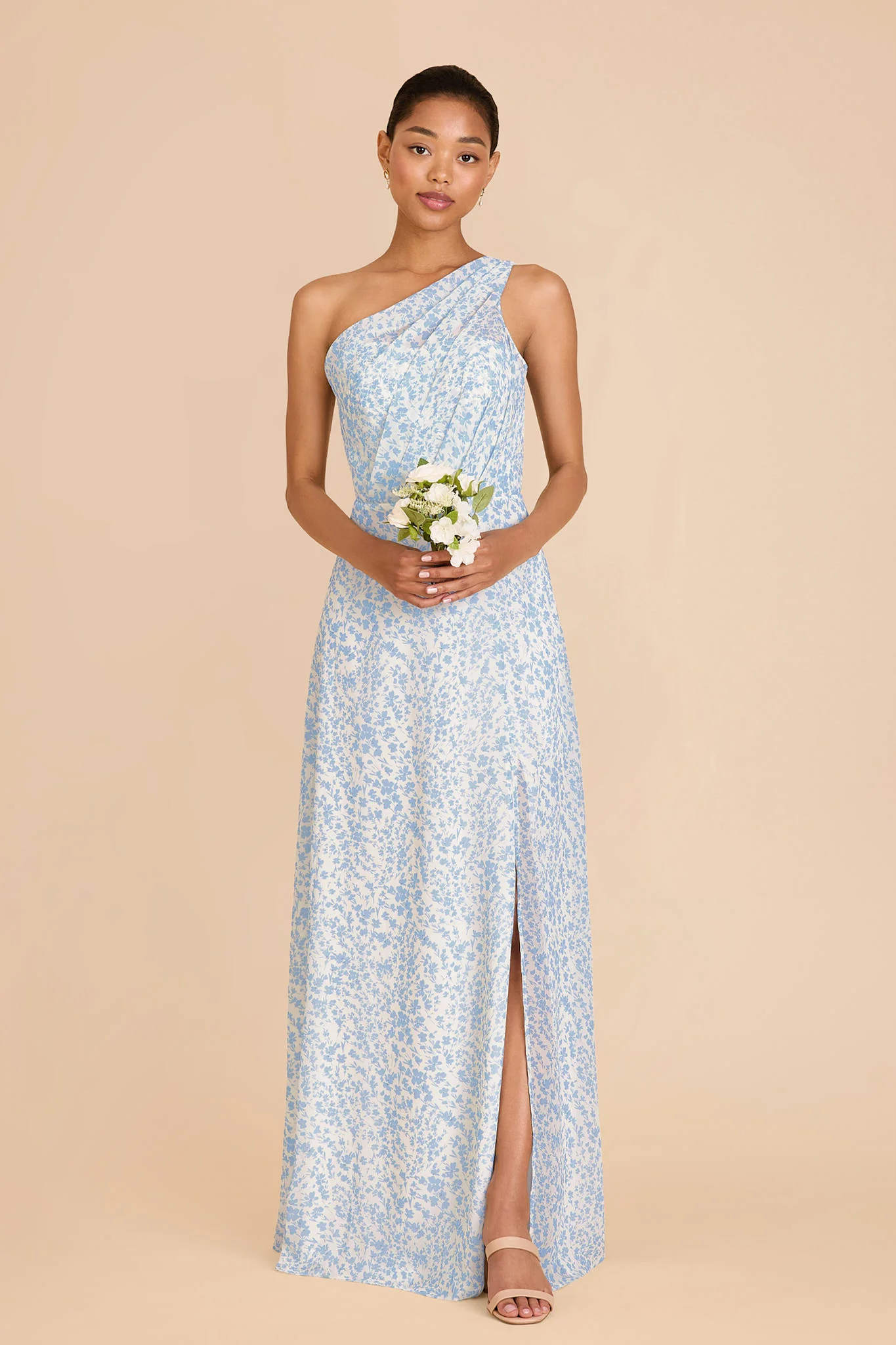 Kira Chiffon Dress With Slit - Blue Dreamy Ditsy