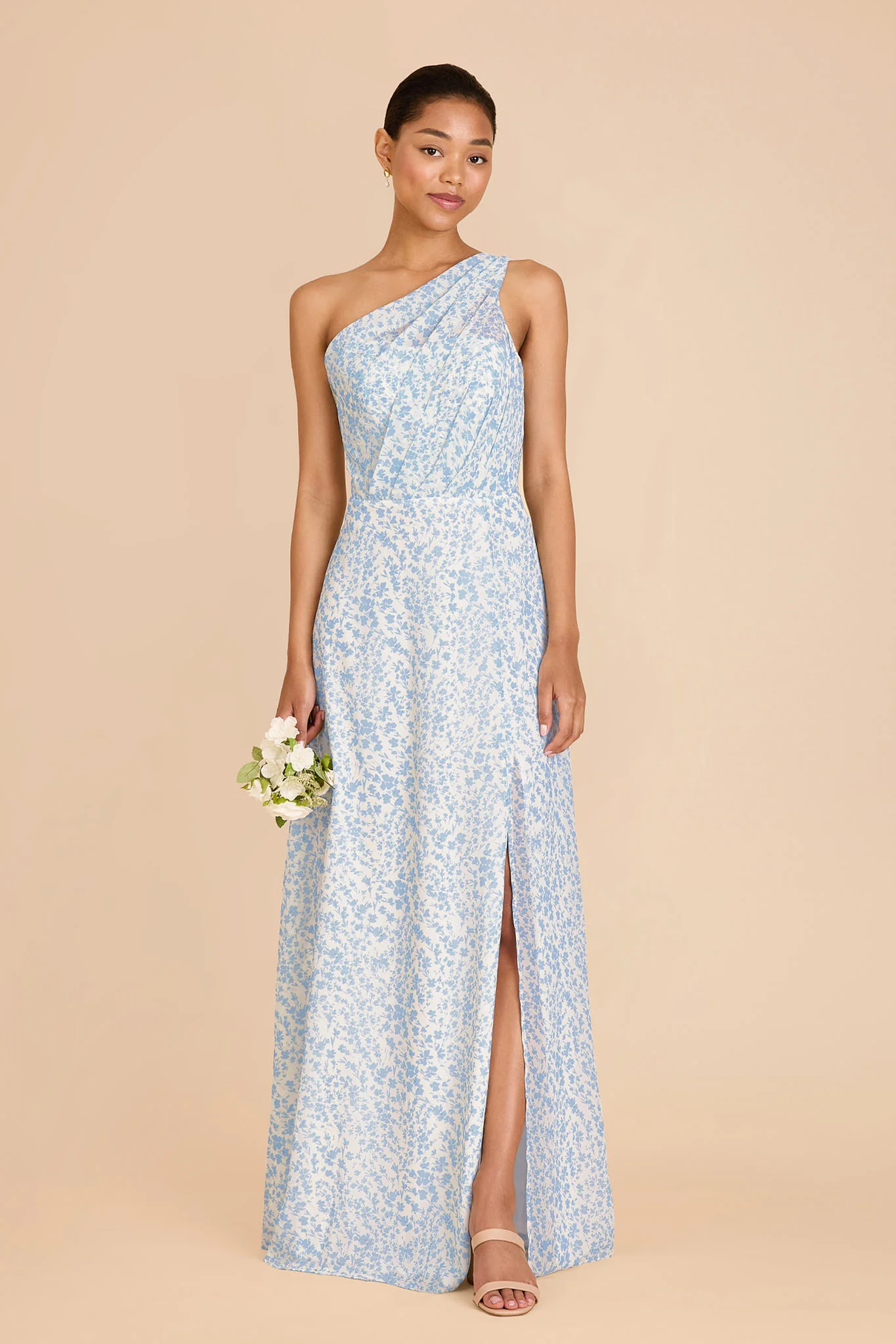Kira Chiffon Dress With Slit - Blue Dreamy Ditsy - Image 2