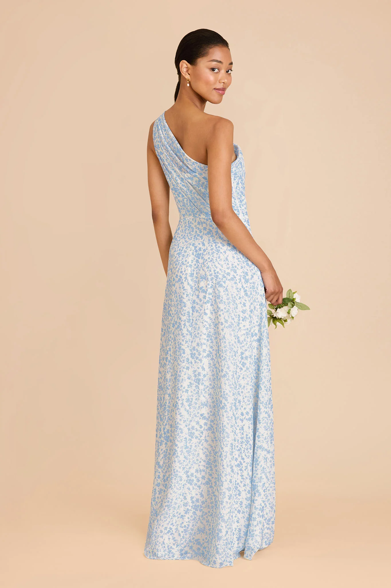Kira Chiffon Dress With Slit - Blue Dreamy Ditsy - Image 4