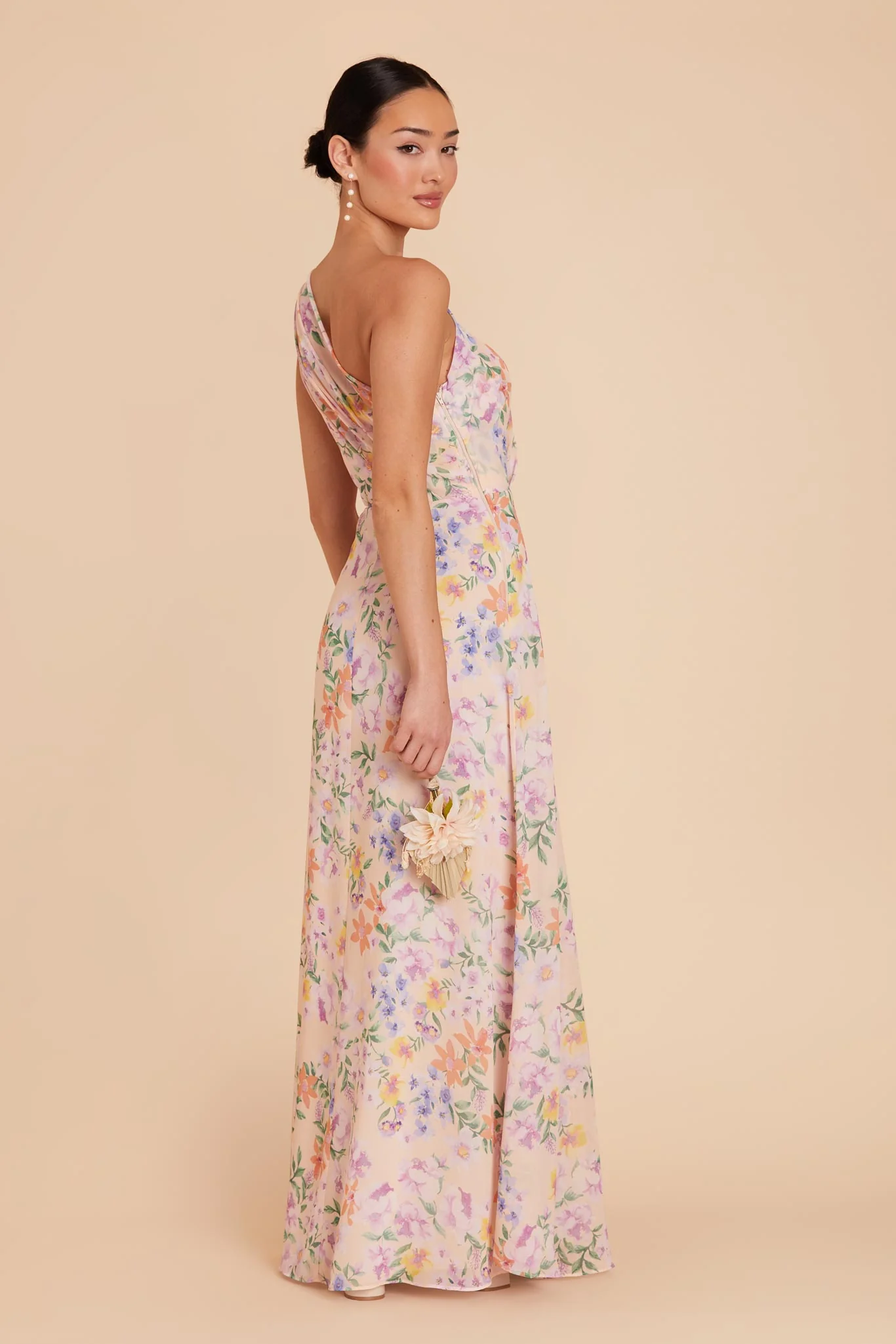 Kira Chiffon Dress With Slit - Botanical Blooms - Image 2