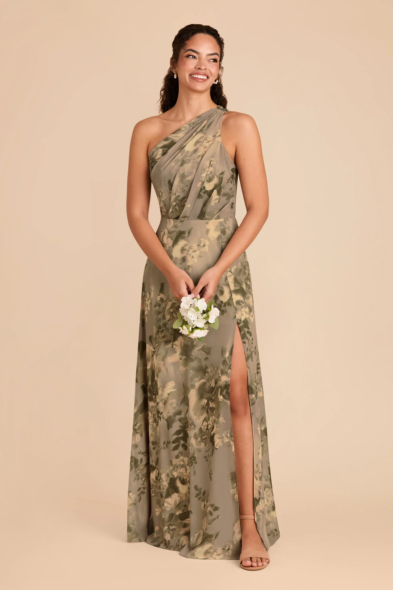 Kira Chiffon Dress With Slit - Doe Painted Botanics - Image 2