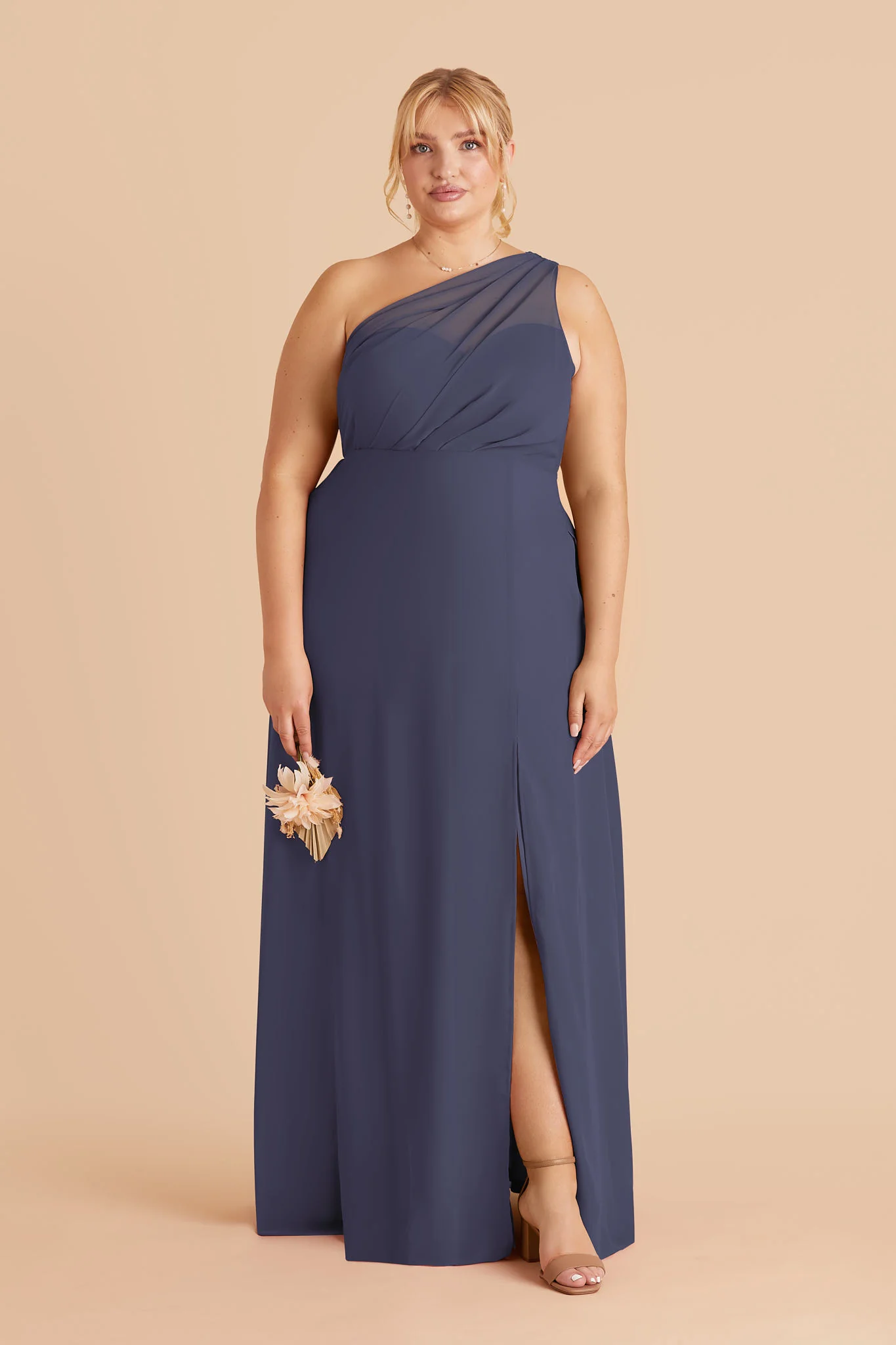 Kira Chiffon Dress With Slit - Dusk Blue - Image 2