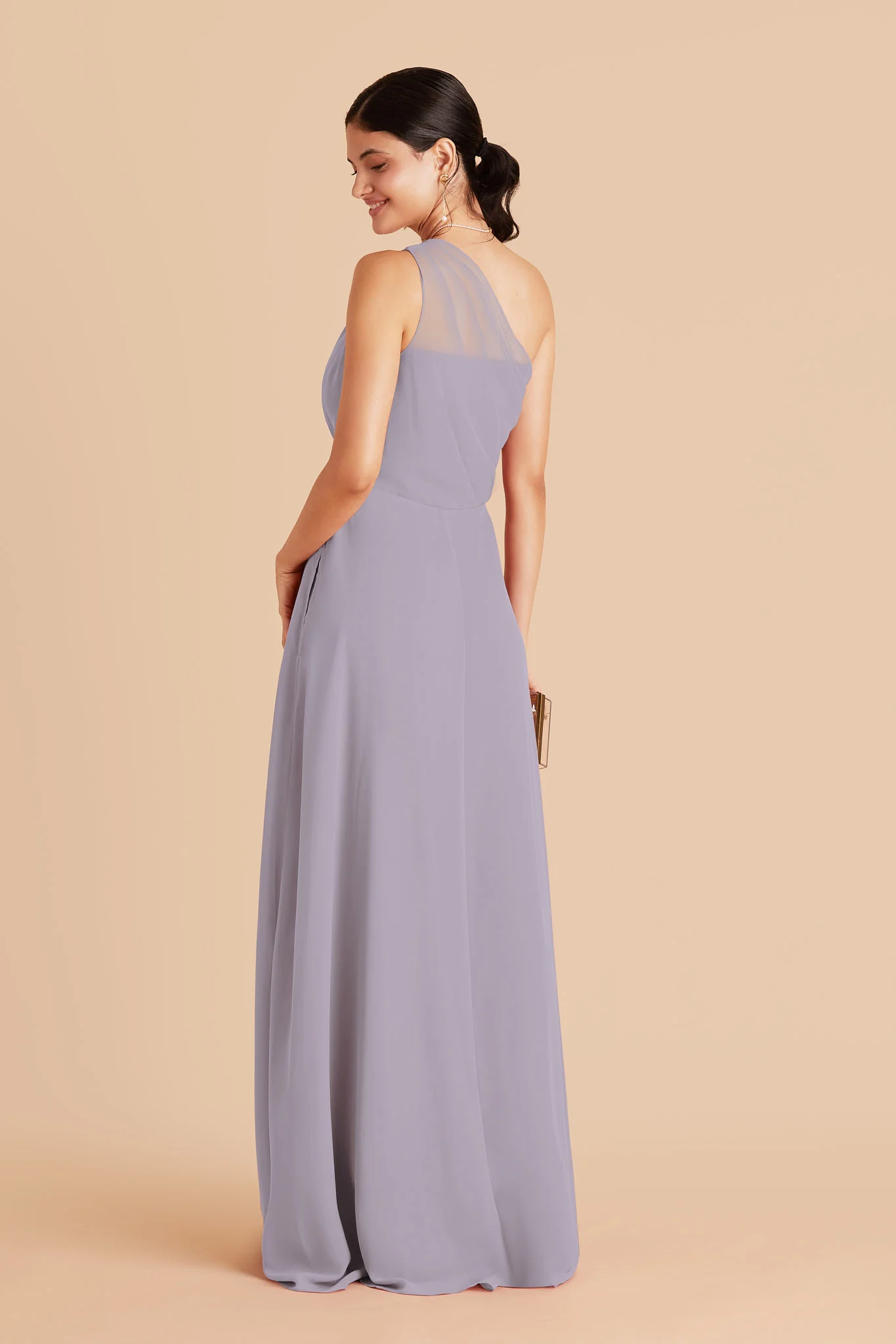 Kira Chiffon Dress With Slit - Dusty Lilac - Image 3