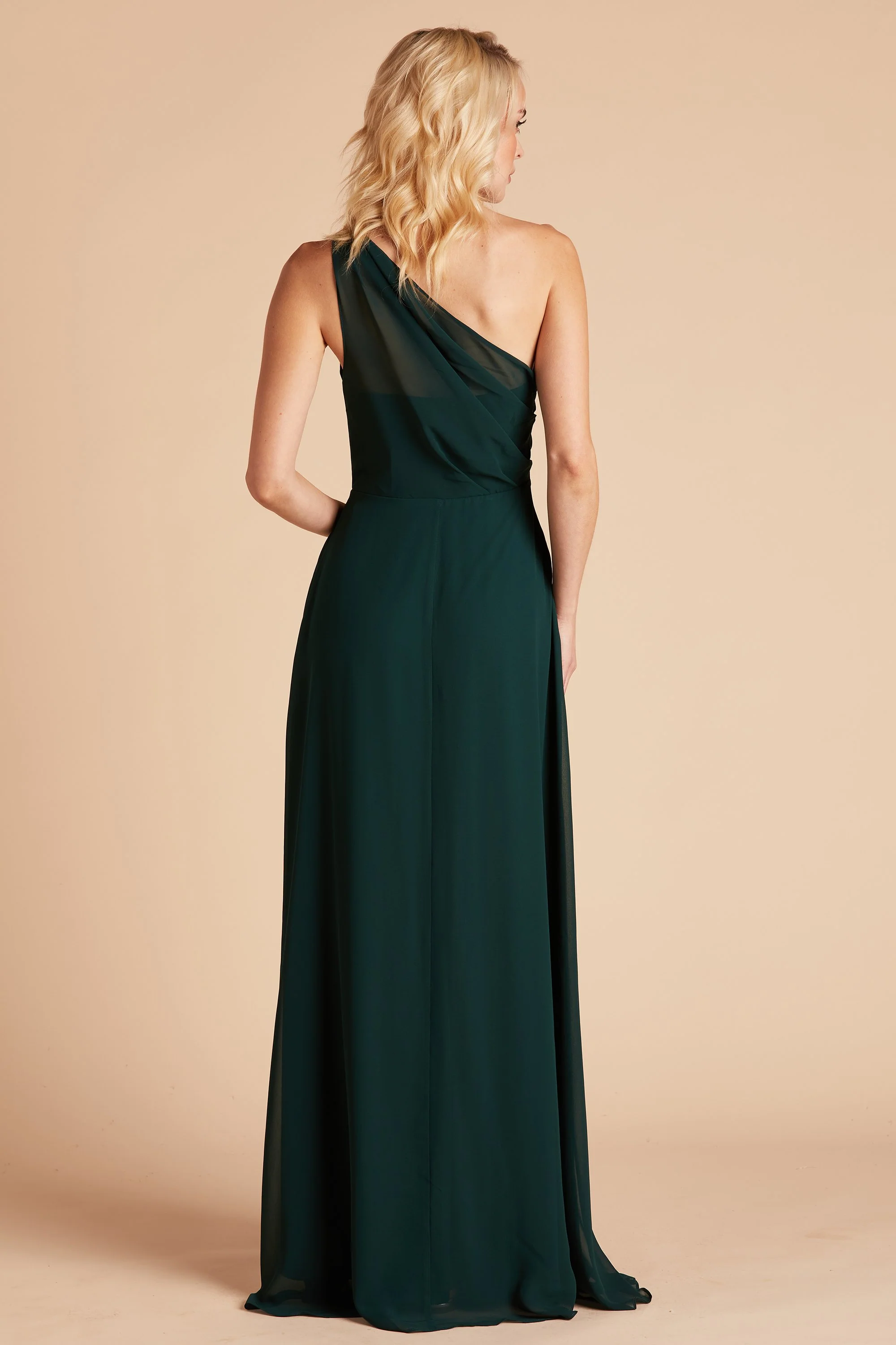 Kira Chiffon Dress With Slit - Emerald - Image 6