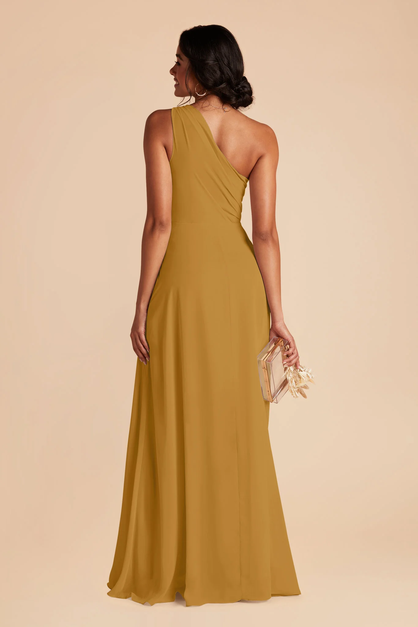 Kira Chiffon Dress With Slit - Marigold - Image 6