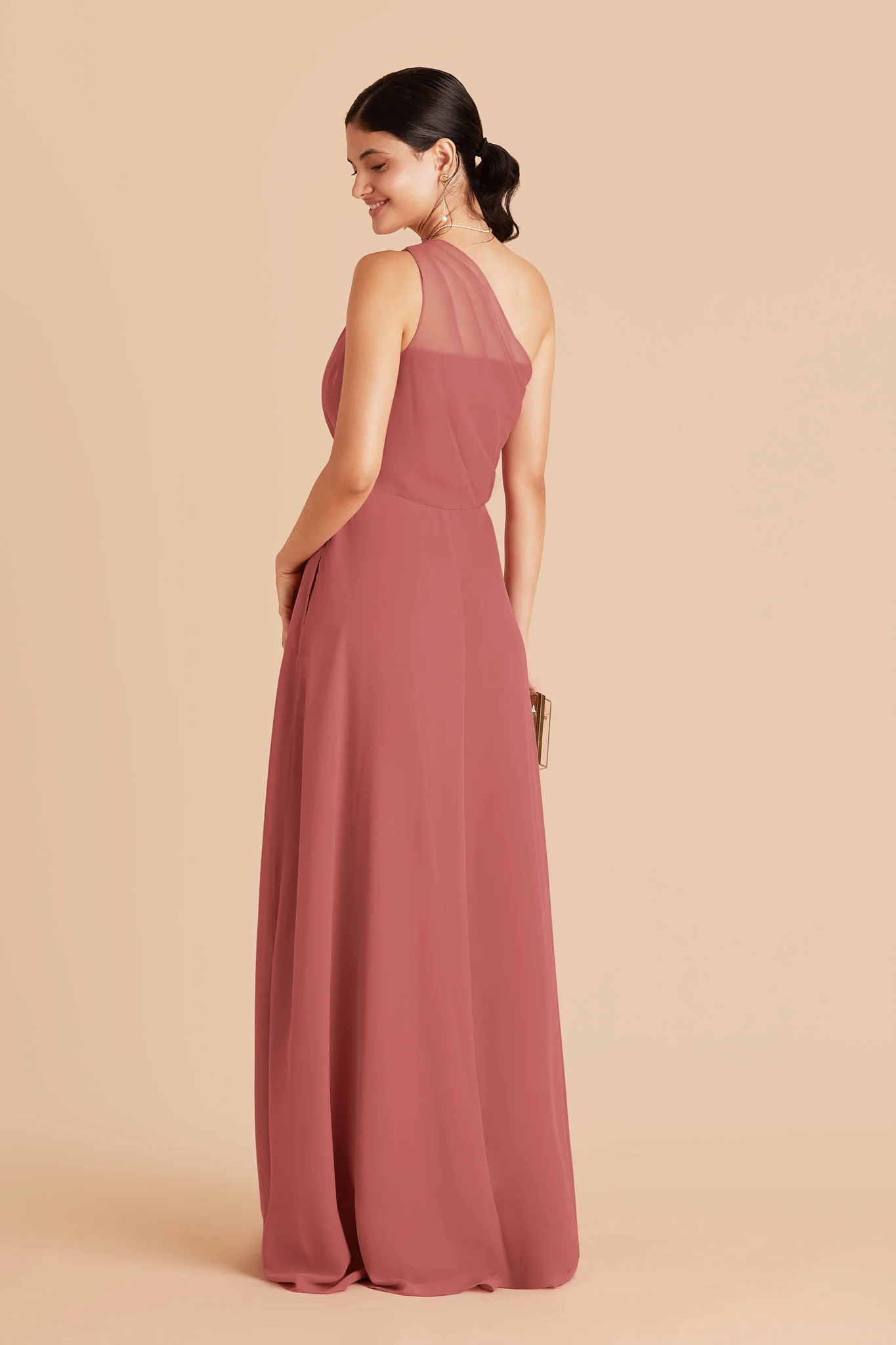 Kira Chiffon Dress With Slit - Mulberry - Image 3