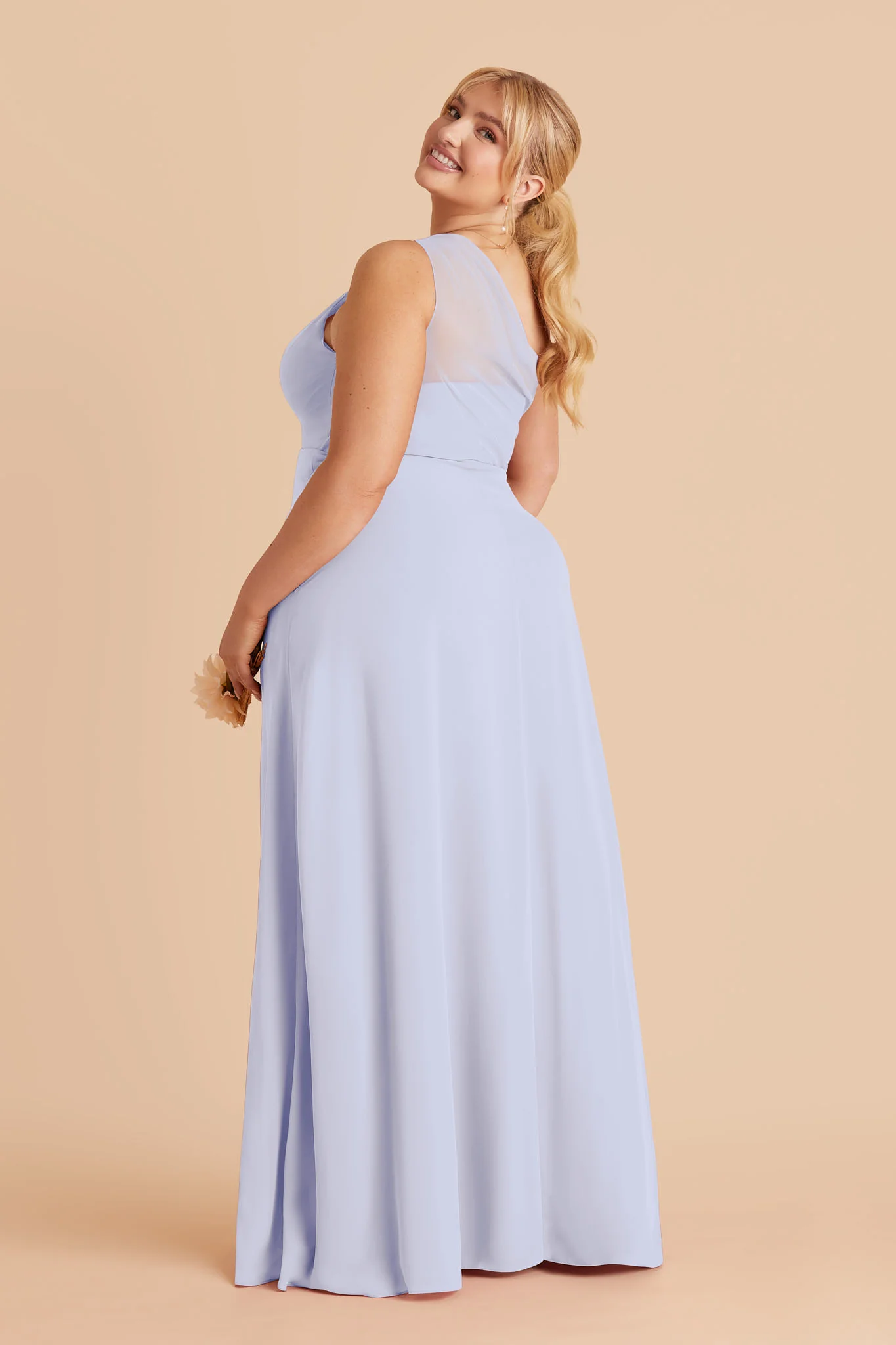 Kira Chiffon Dress With Slit - Periwinkle Blue - Image 4