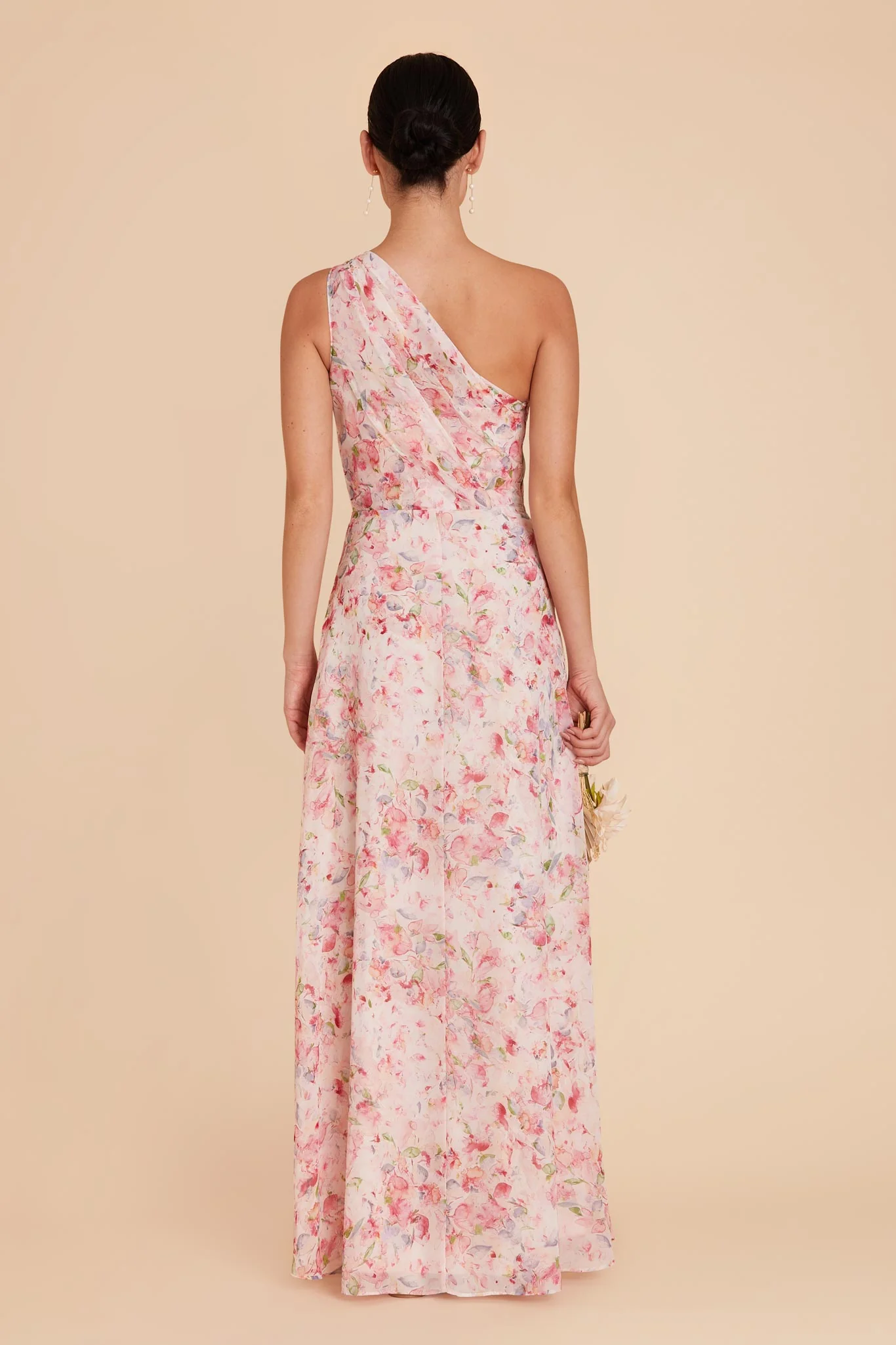 Kira Chiffon Dress With Slit - Pink Falling Petals - Image 6