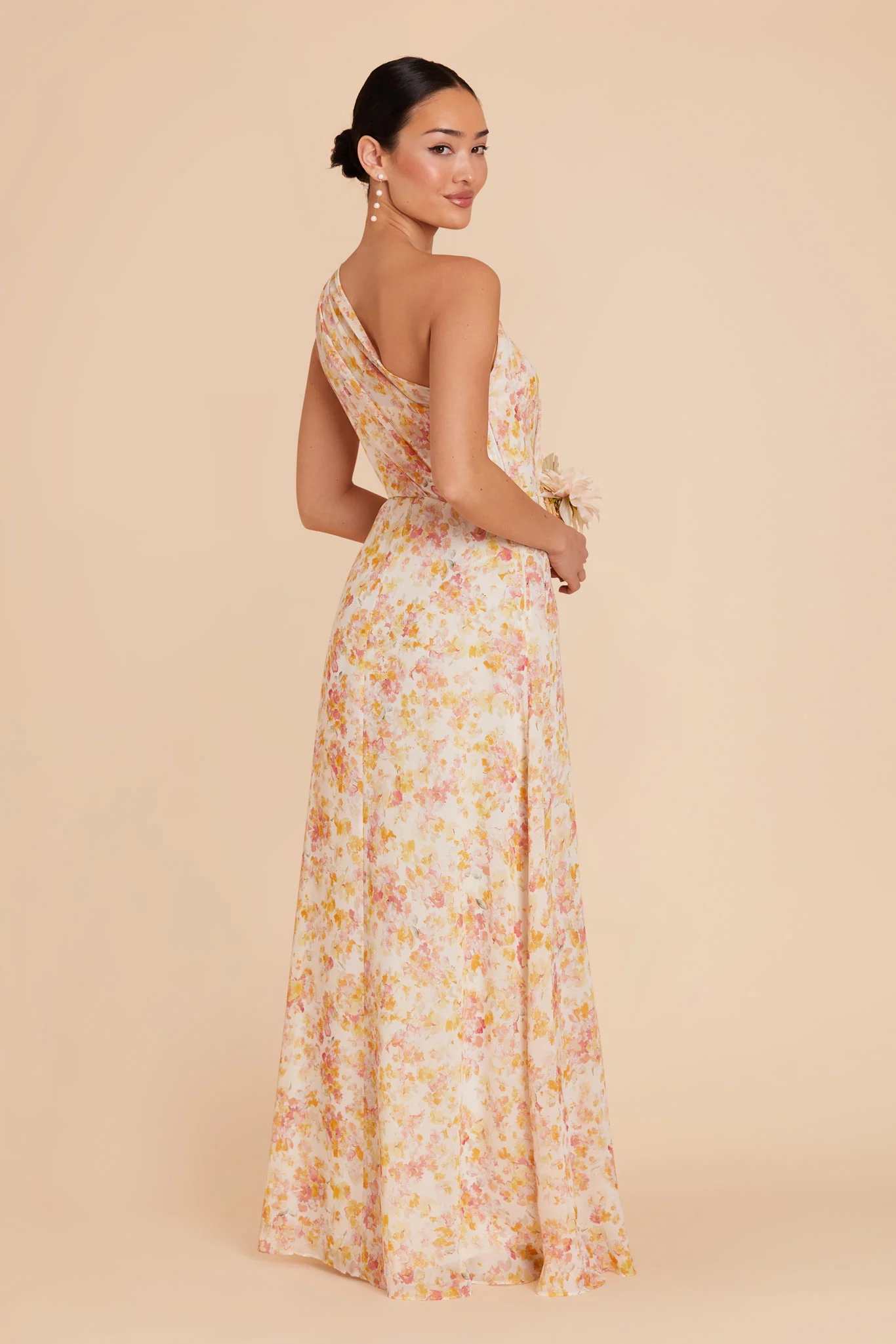 Kira Chiffon Dress With Slit - Pressed Floral - Image 2