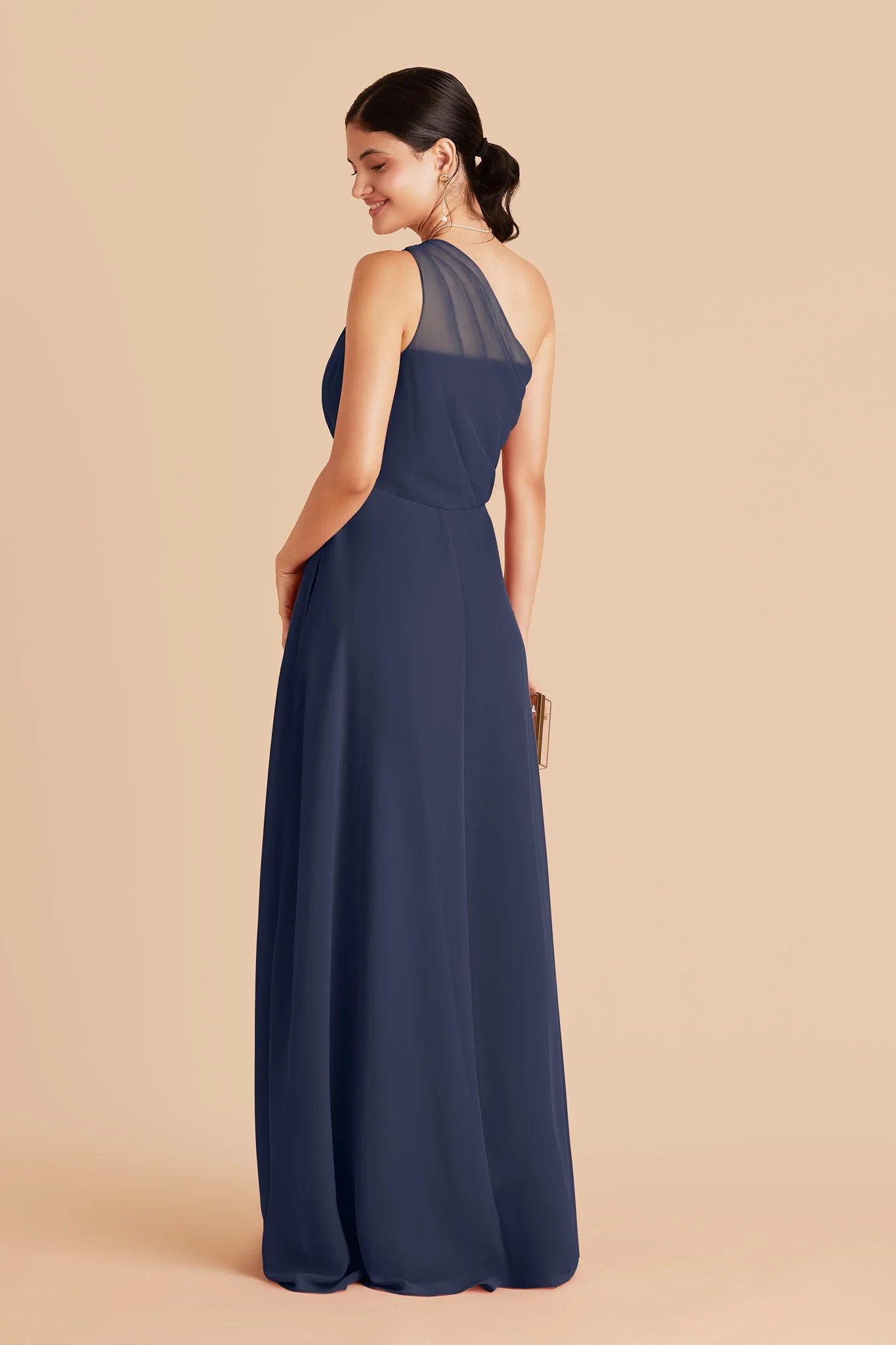 Kira Chiffon Dress With Slit - Slate Blue - Image 3
