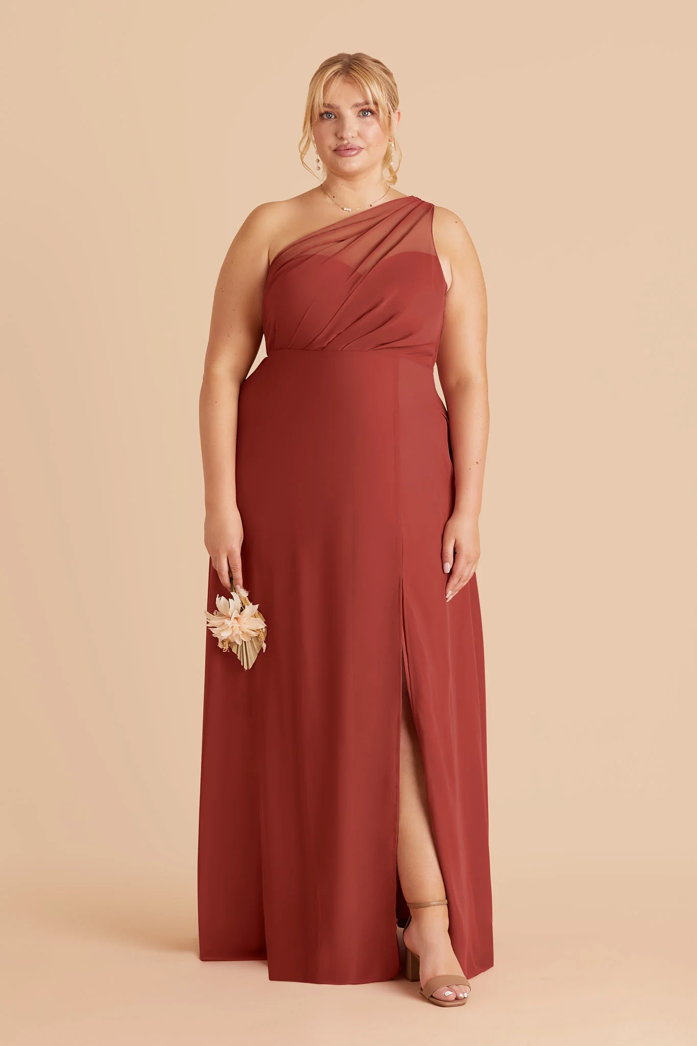 Kira Chiffon Dress With Slit - Spice - Image 2