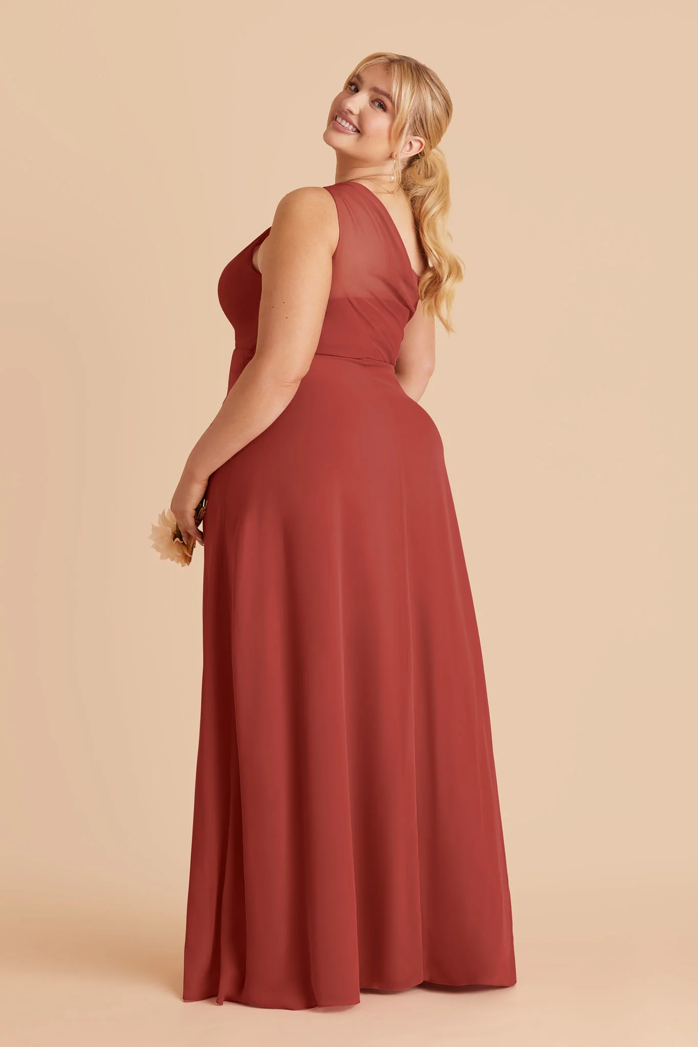 Kira Chiffon Dress With Slit - Spice - Image 4