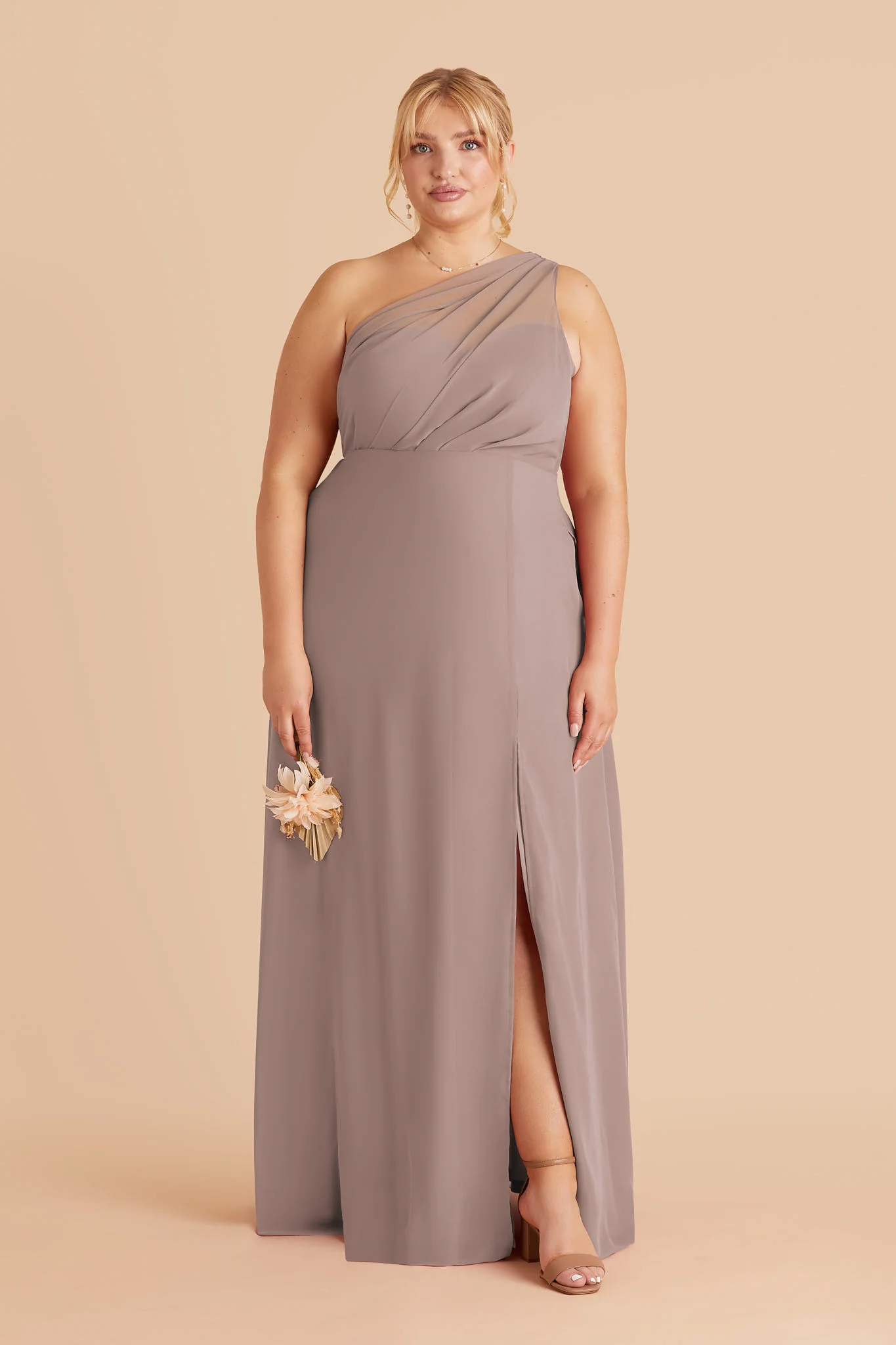 Kira Chiffon Dress With Slit - Toffee - Image 2