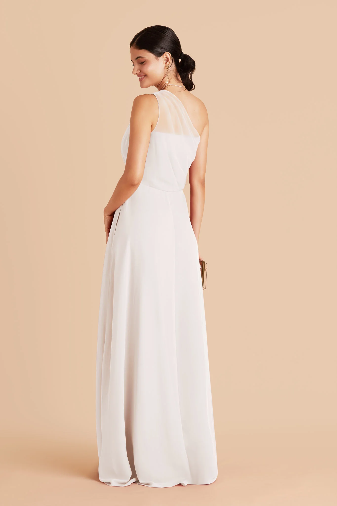 Kira Chiffon Dress With Slit - White - Image 3