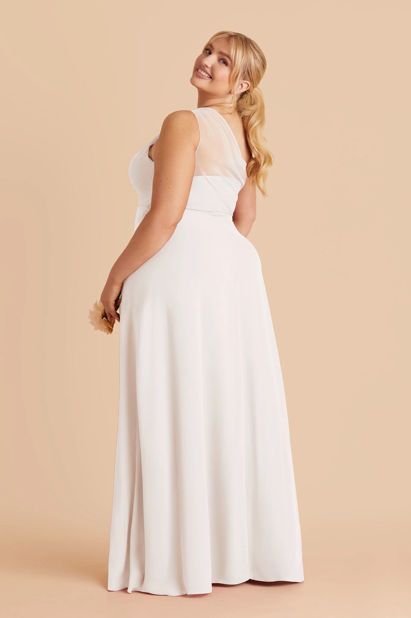 Kira Chiffon Dress With Slit - White - Image 4