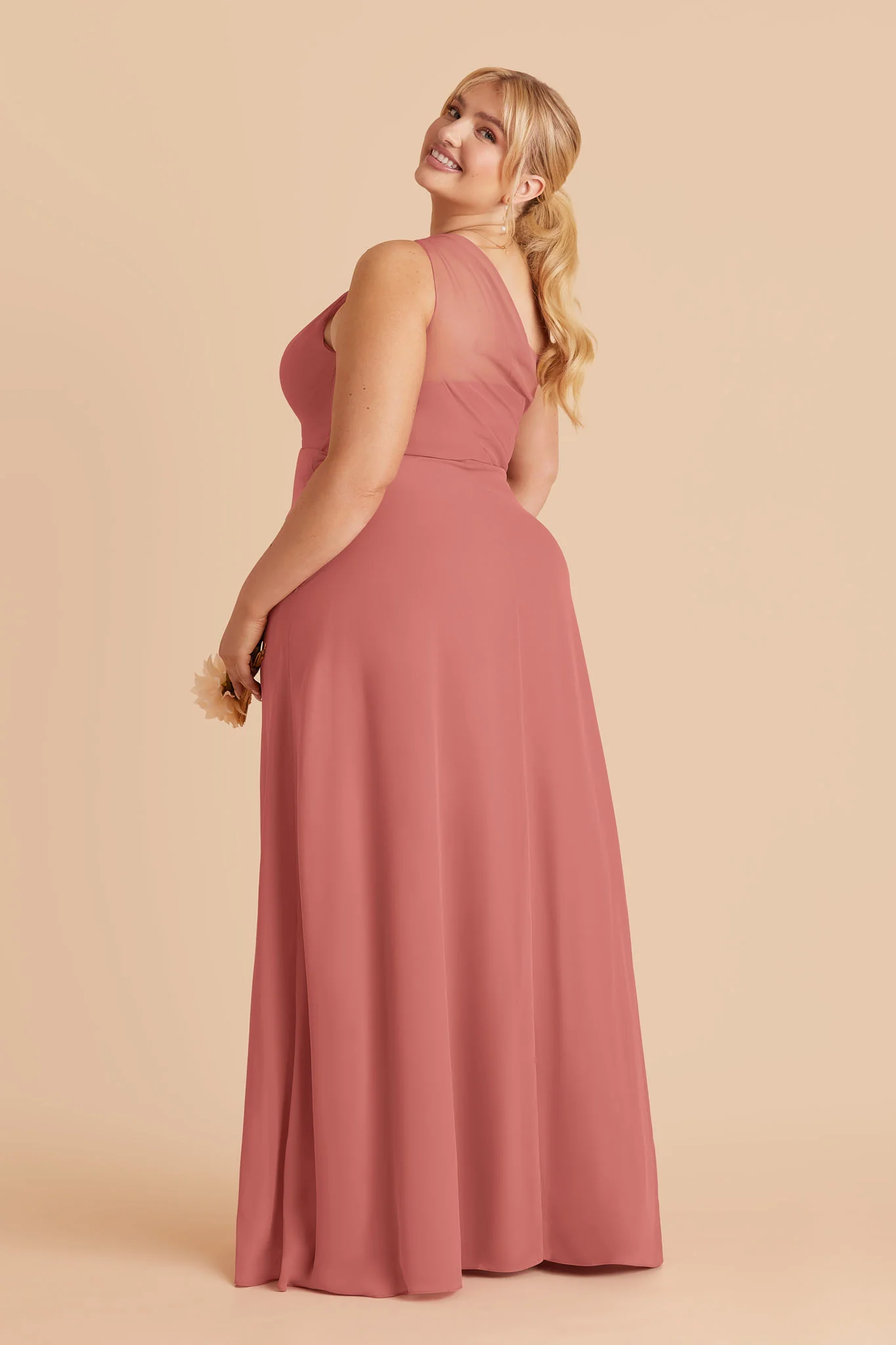 Kira Chiffon Dress With Slit - Wild Rose - Image 4