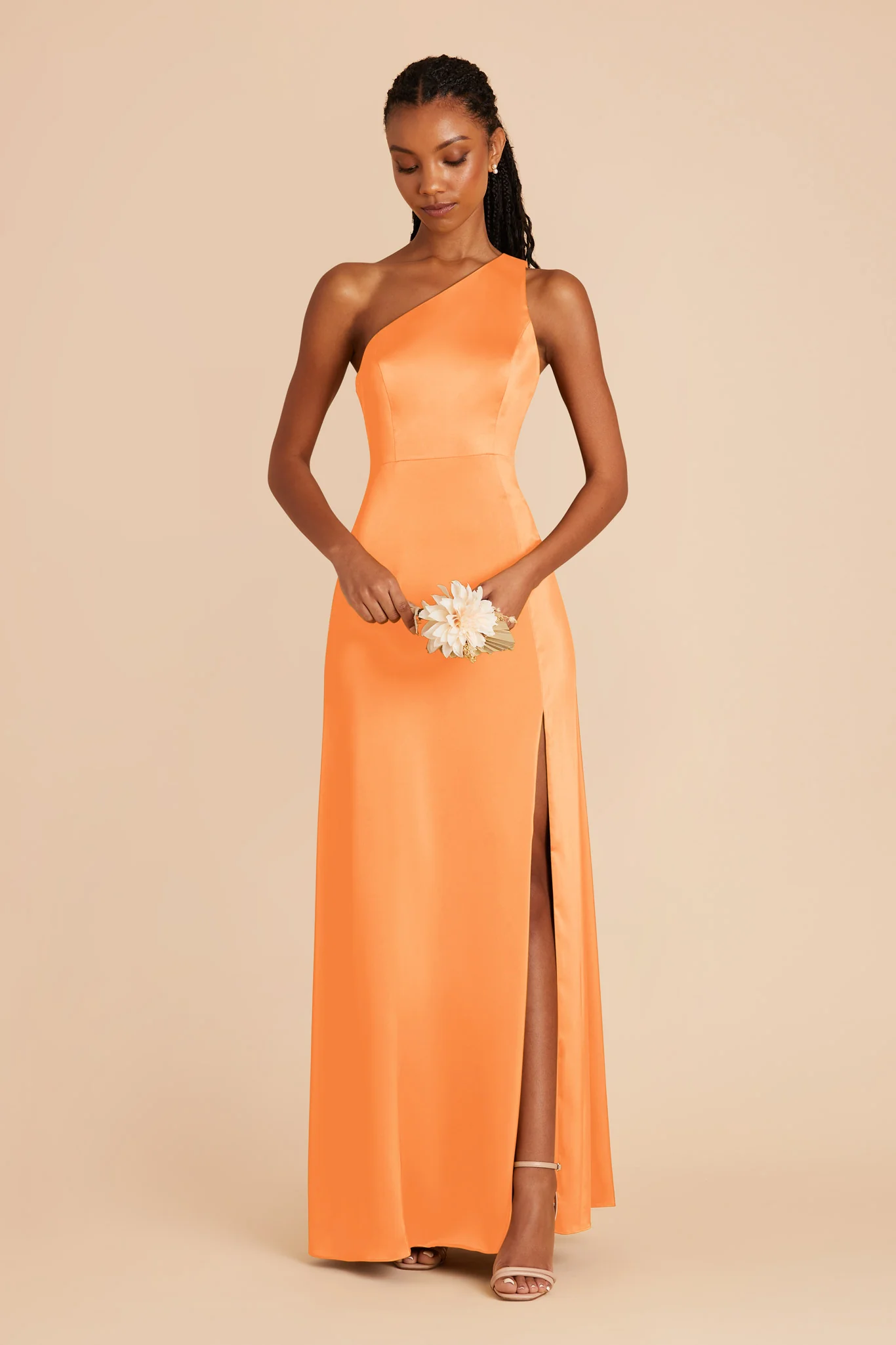 Kira Matte Satin Dress - Apricot - Image 3