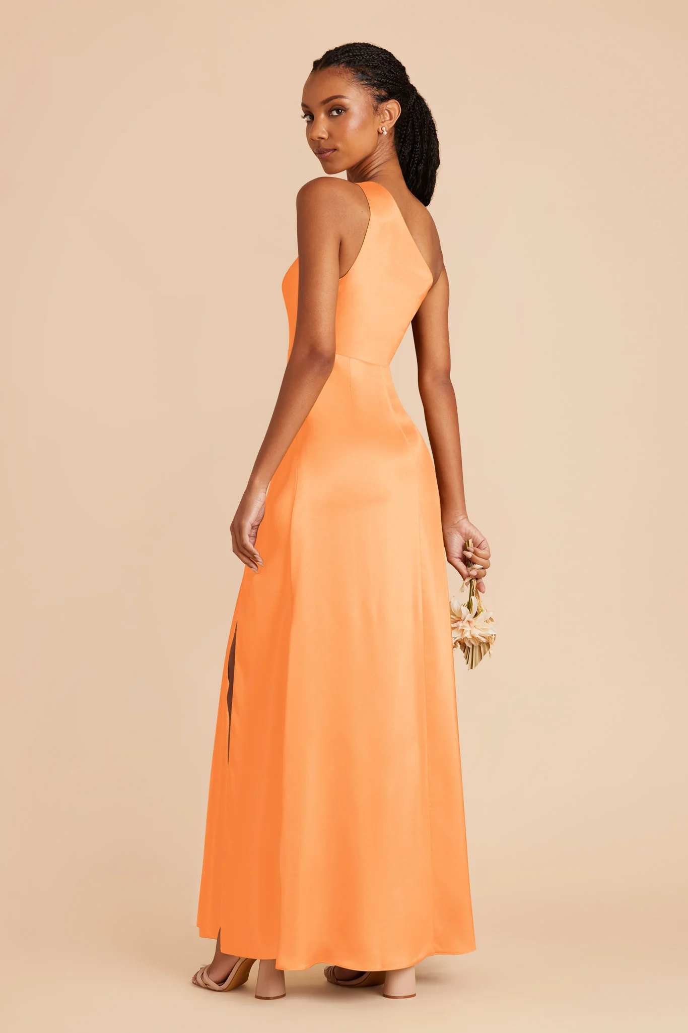 Kira Matte Satin Dress - Apricot - Image 4