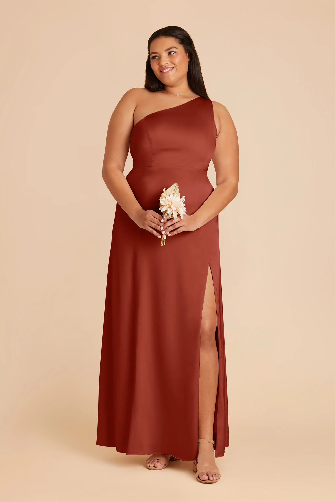 Kira Matte Satin Dress - Auburn - Image 2