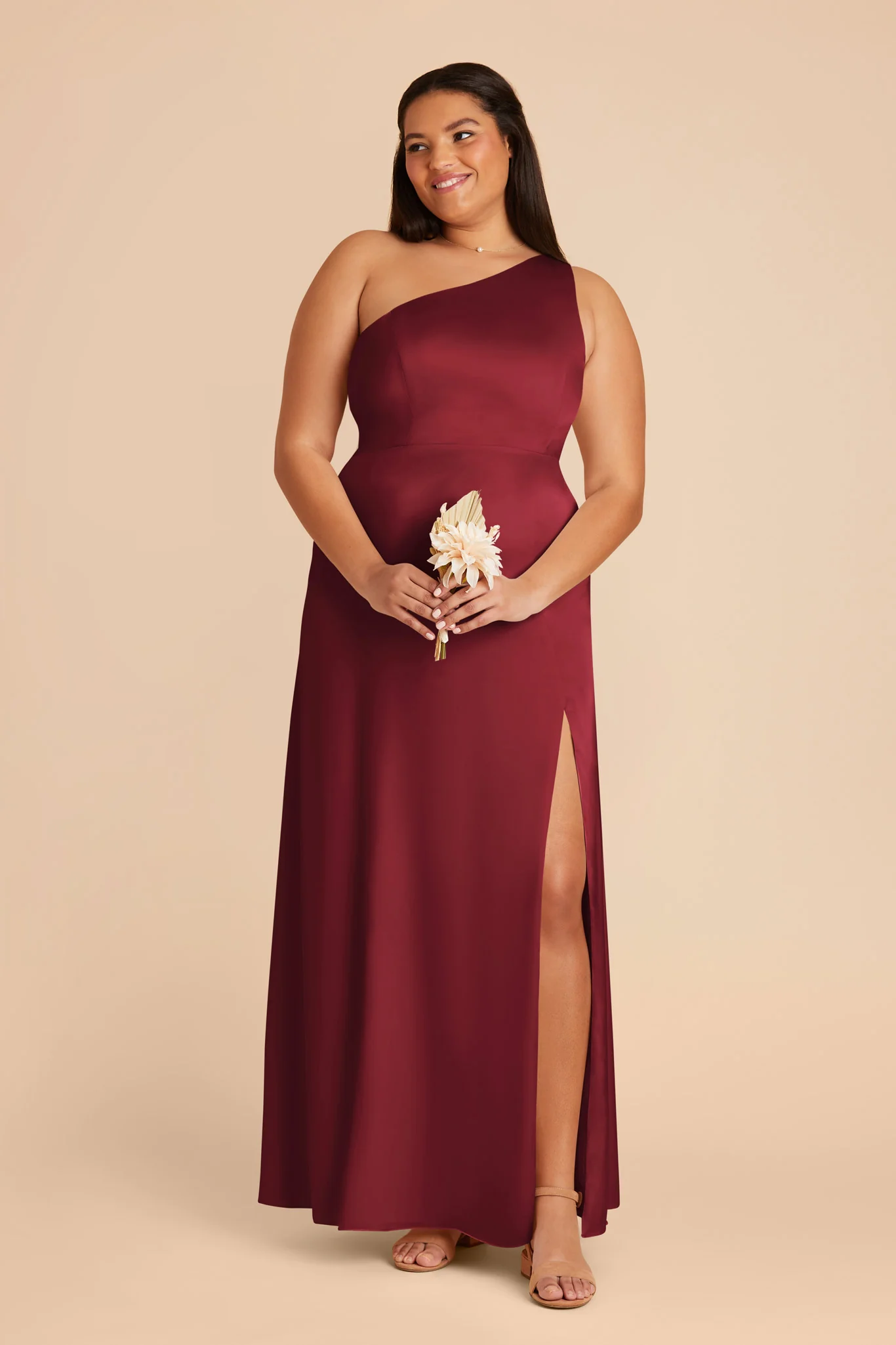 Kira Matte Satin Dress - Burgundy - Image 2