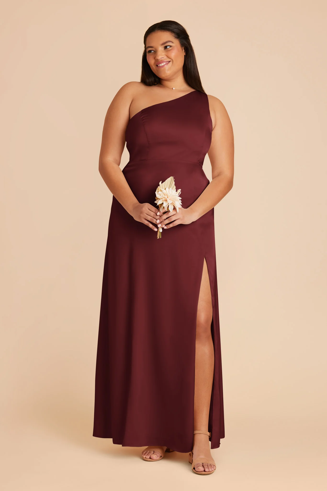 Kira Matte Satin Dress - Cabernet - Image 2