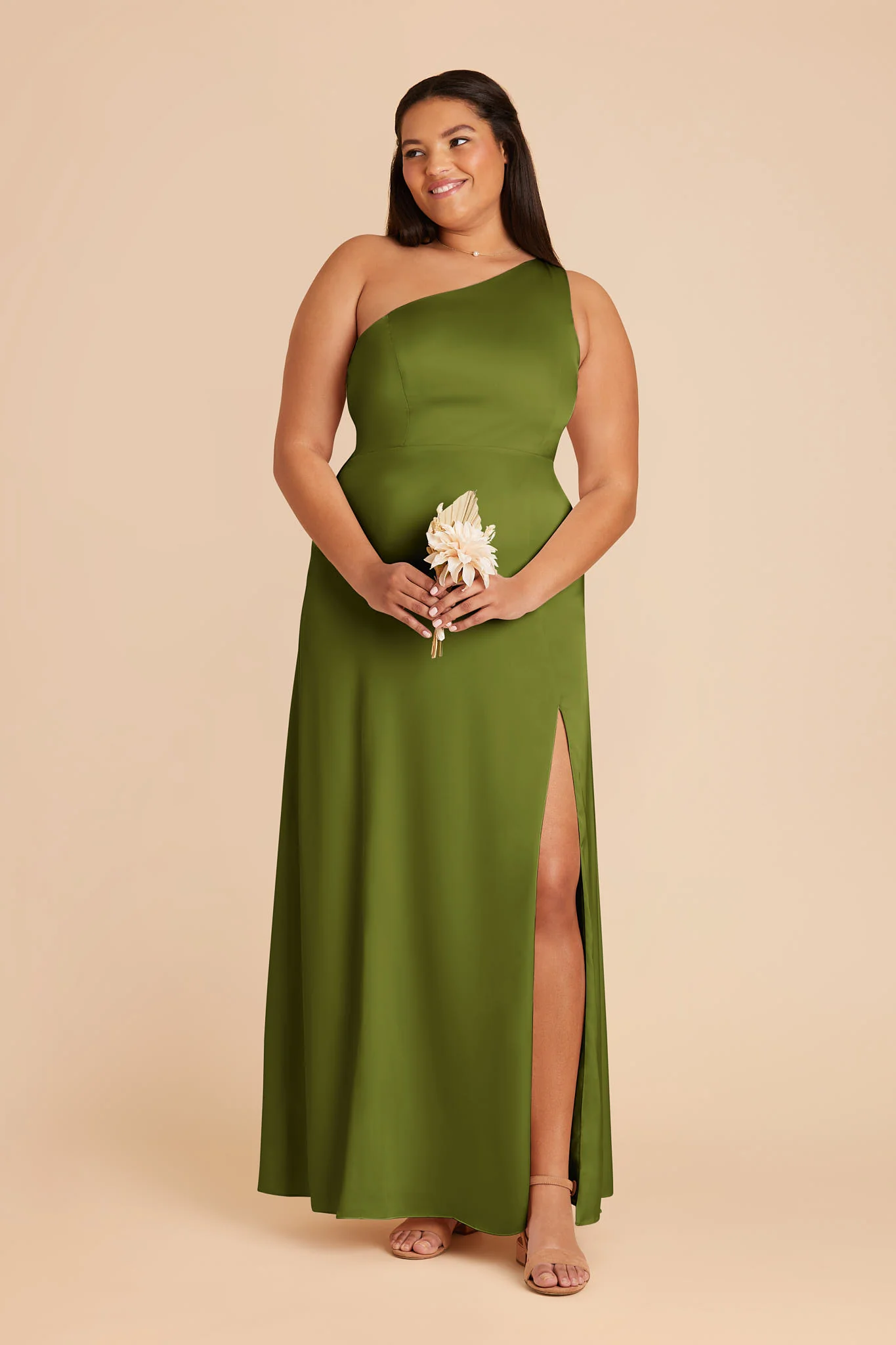 Kira Matte Satin Dress - Cactus - Image 2