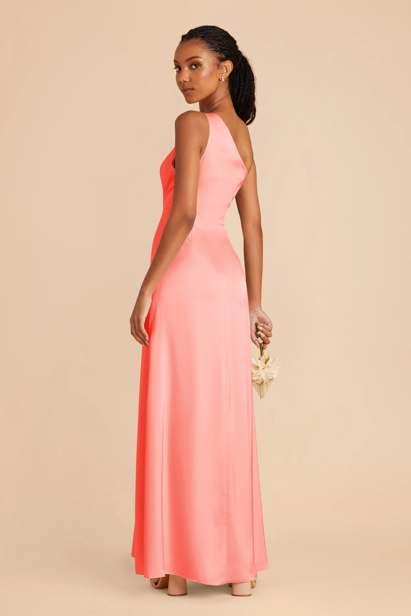 Kira Matte Satin Dress - Coral Pink - Image 4