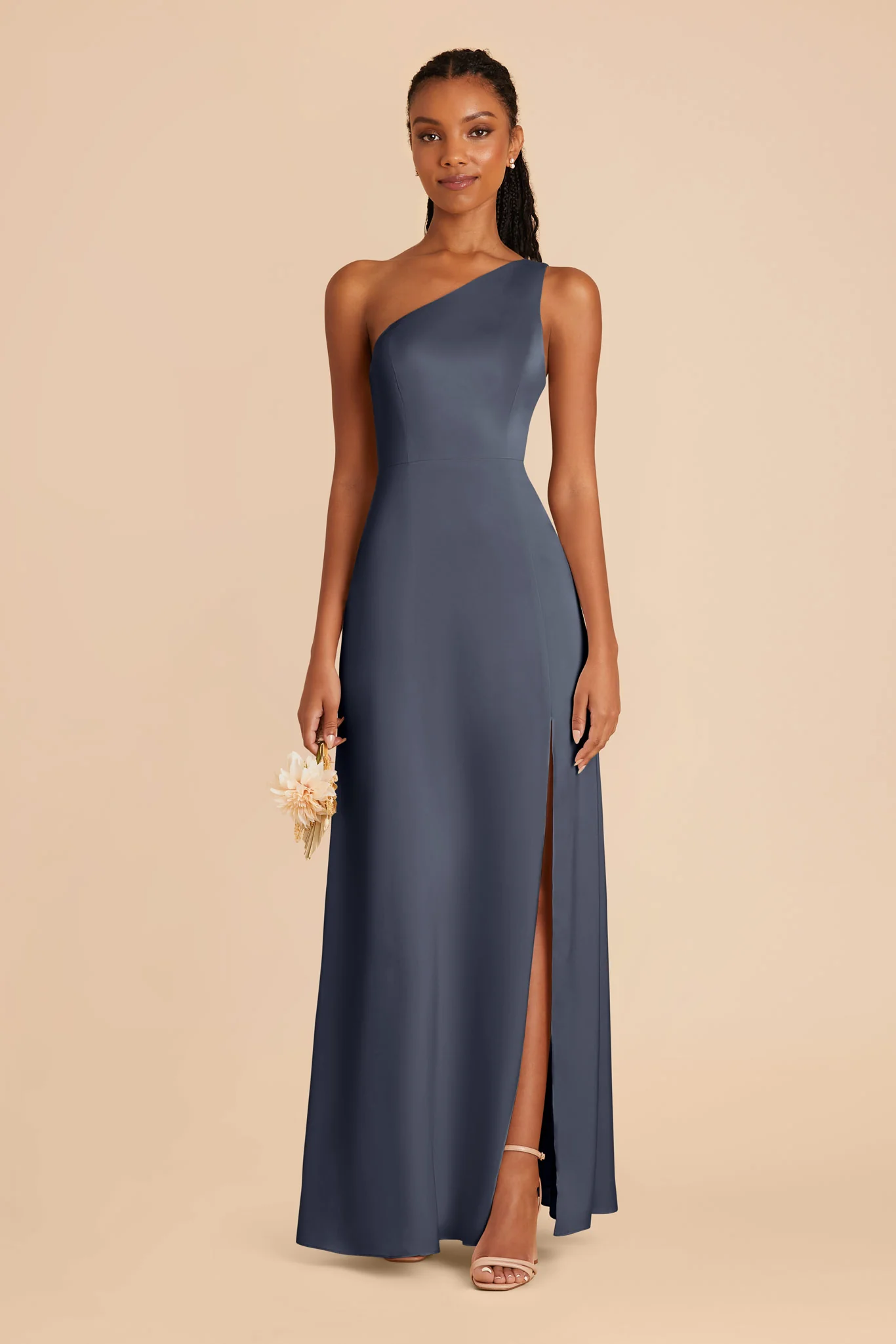 Kira Matte Satin Dress - Dusk Blue