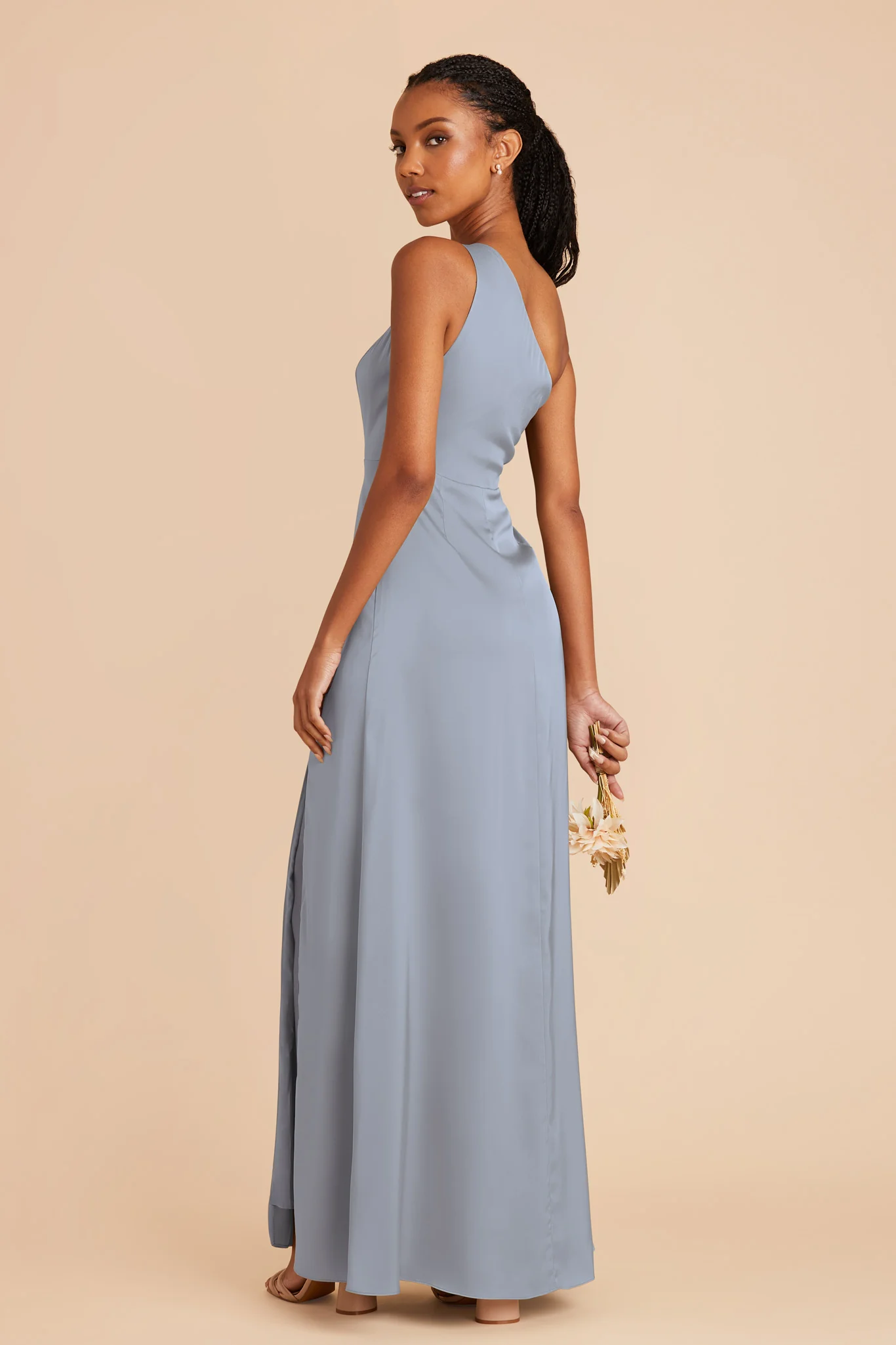 Kira Matte Satin Dress - Dusty Blue - Image 5