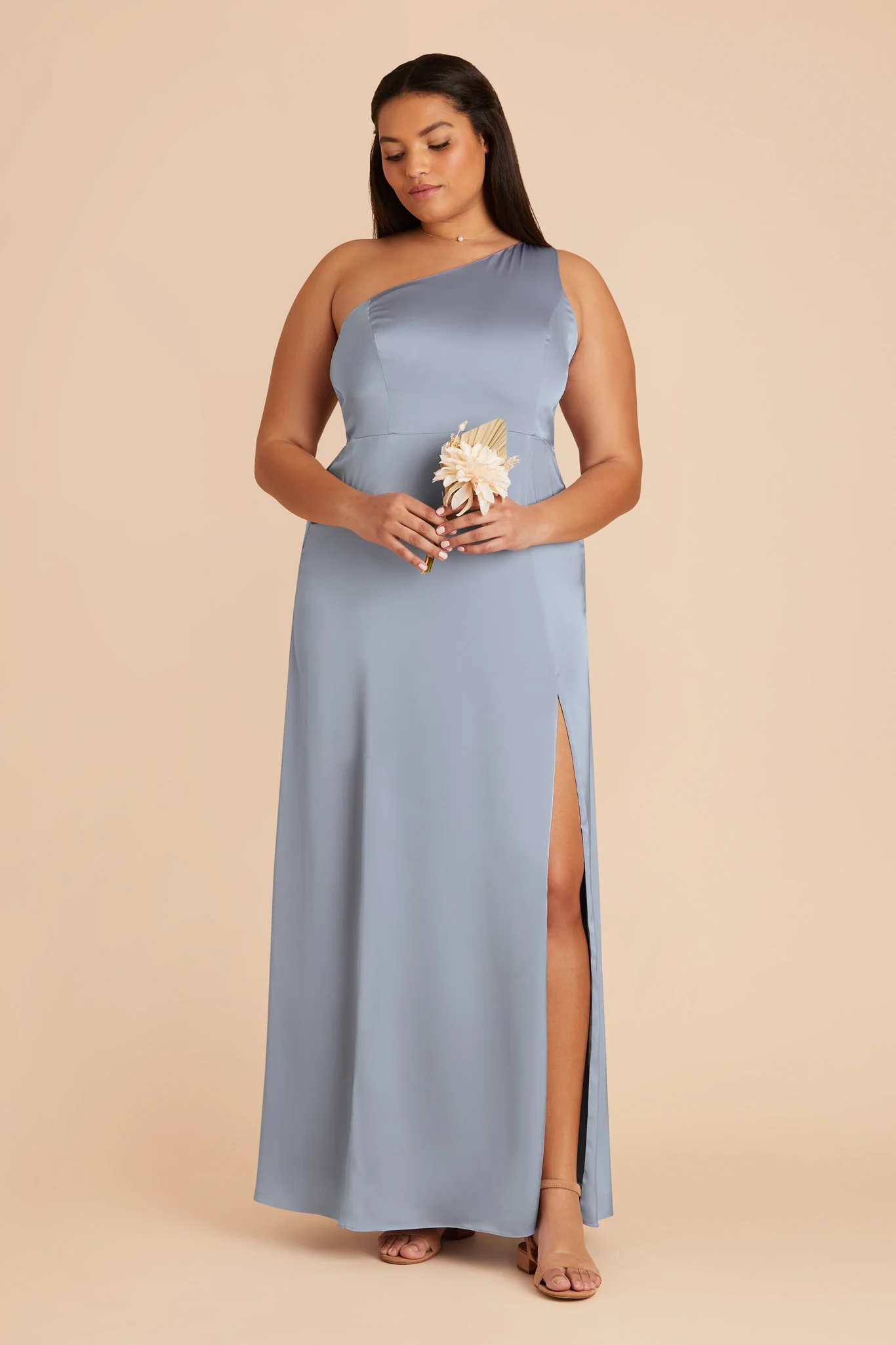 Kira Matte Satin Dress - Dusty Blue - Image 8